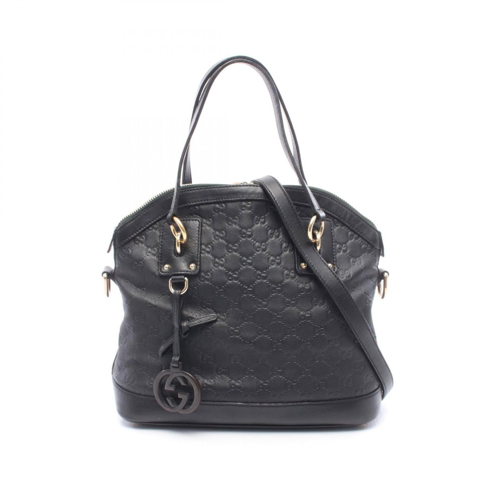 Gucci Handbag Leather: Gucci Handbag Leather Black Gucci handbag made from high-quality leather, measuring 29cm x 32cm x 16cm. This stylish accessory features a sleek design and classic proportions, making it a versatile