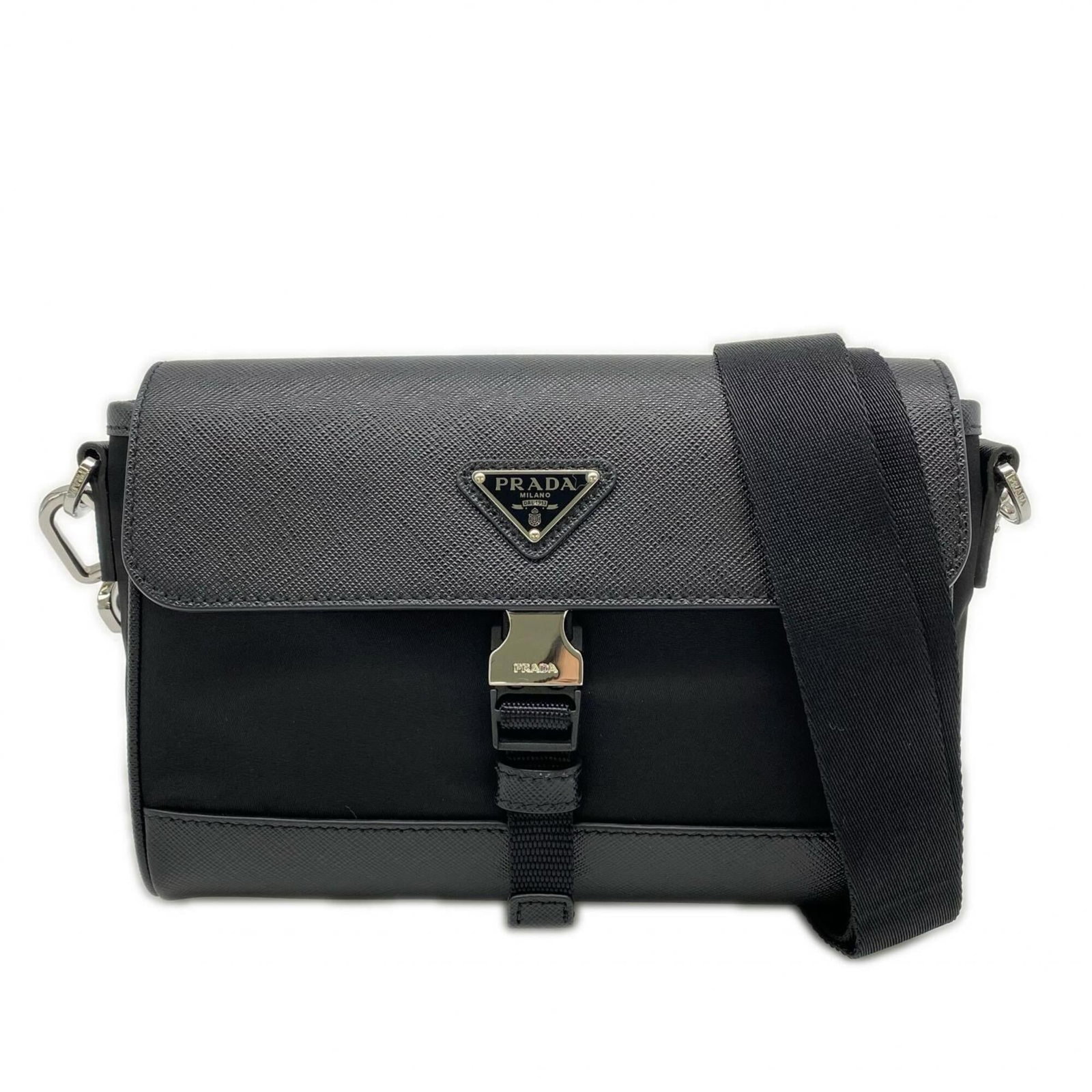 Saffiano Nylon Prada Bag Shoulder: Saffiano Nylon Prada Bag Shoulder Saffiano Nylon Prada Bag Shoulder - A sleek and modern shoulder bag made from durable Saffiano nylon, featuring a sturdy buckle closure and adjustable strap length.