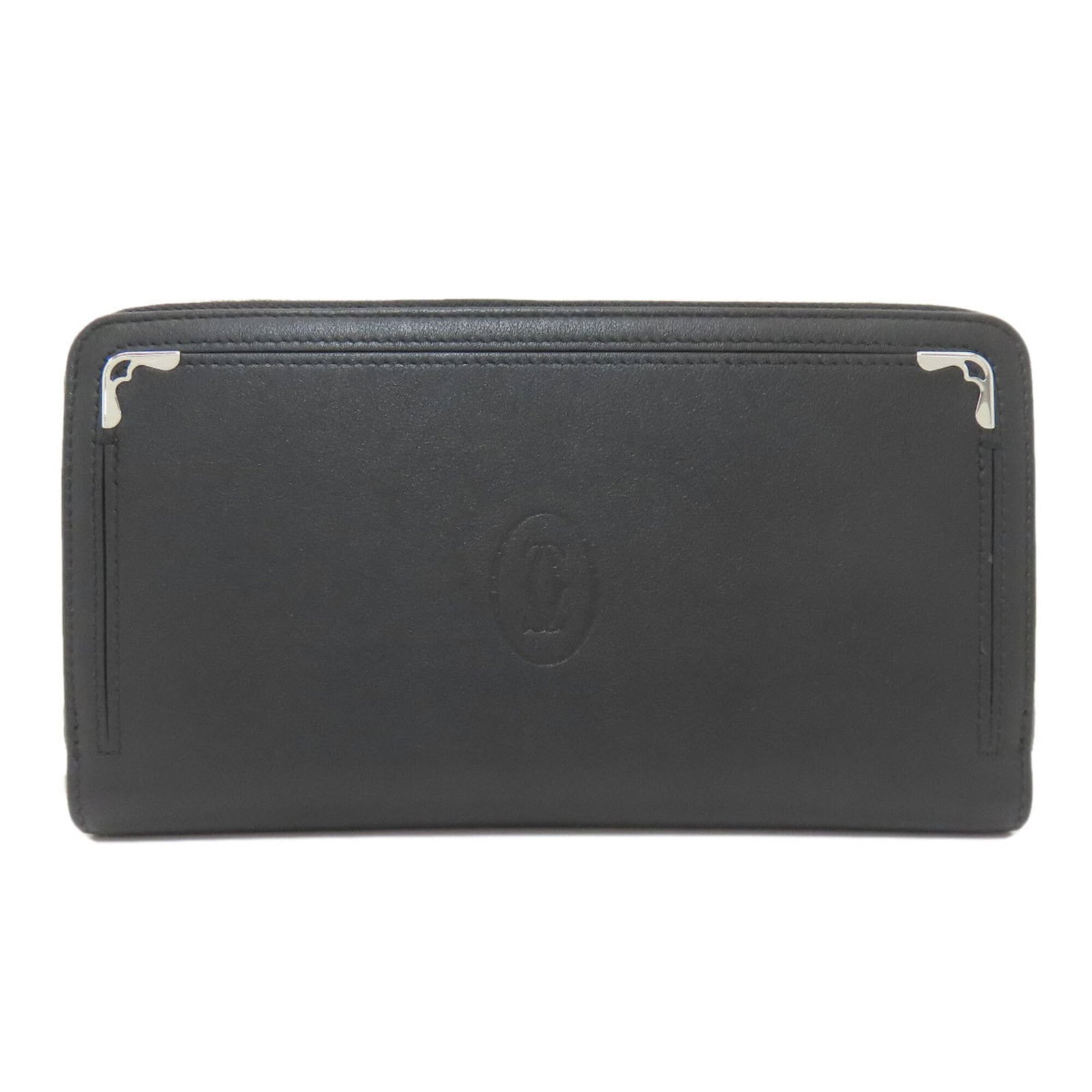 Long Wallet Cartier Bi Fold Leather: Long Wallet Cartier Bi Fold Leather Cartier's sleek design shines in this black bi-fold leather wallet, featuring a sturdy zipper closure and ample storage for cards, bills, coins, and more. The spaci