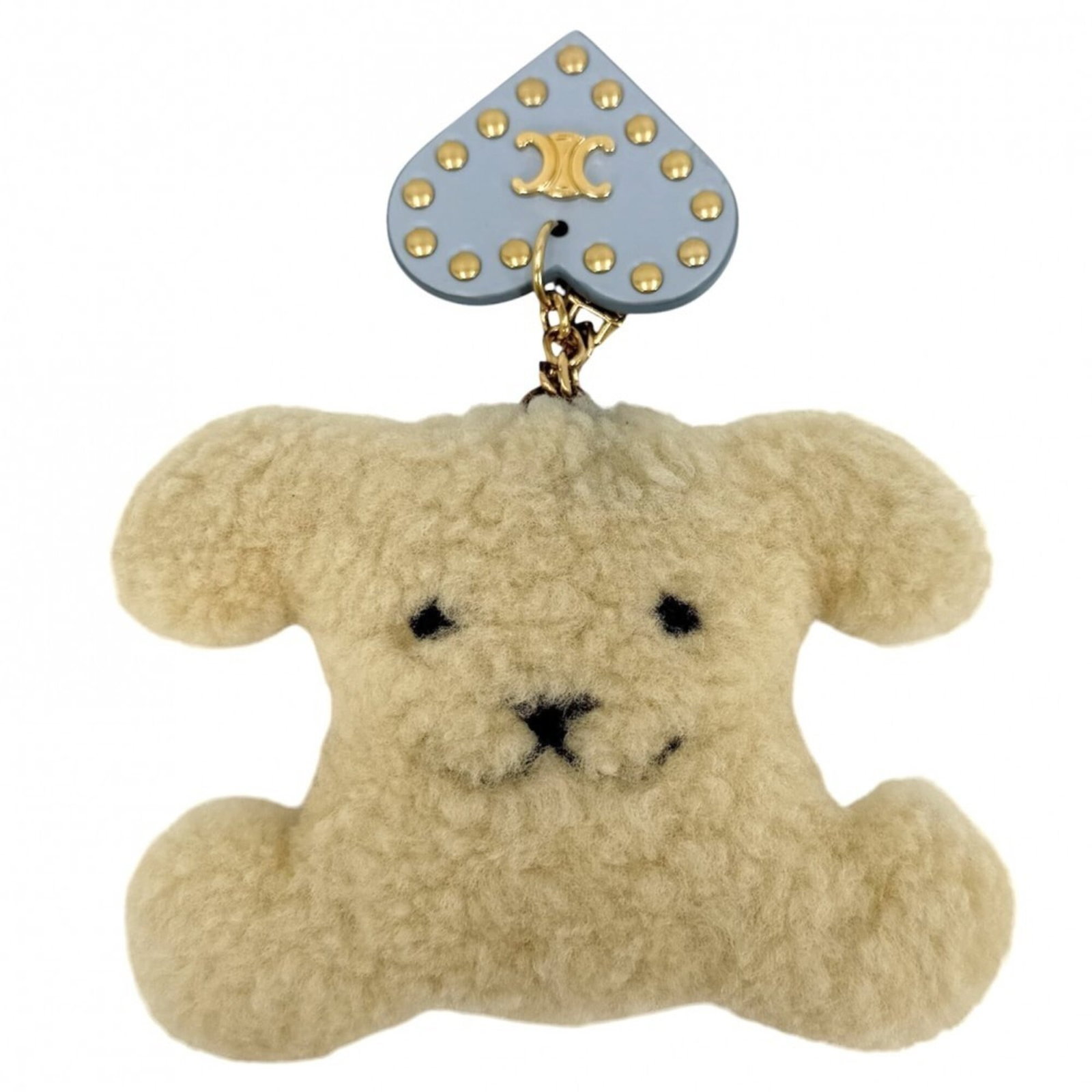 Keyring: Keyring The Celine keyring boasts a sleek, understated design with a beige and light blue color combination. Measuring 10cm x 14cm x 4cm, it adds a touch of sophistication to any purse or pocket. Its 