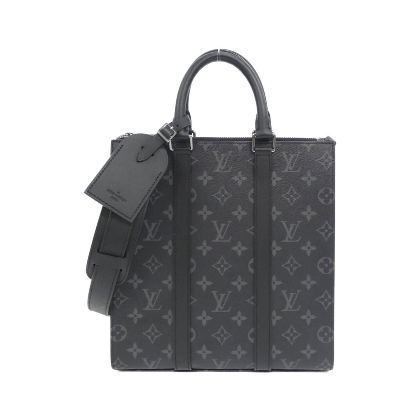 Eclipse of Monogram Handbag Louis Vuitton: Eclipse of Monogram Handbag Louis Vuitton Black Monogram Eclipse Louis Vuitton Handbag with classic dimensions of 28cm x 26cm x 7cm, featuring the iconic Monogram Eclipse pattern. This stylish