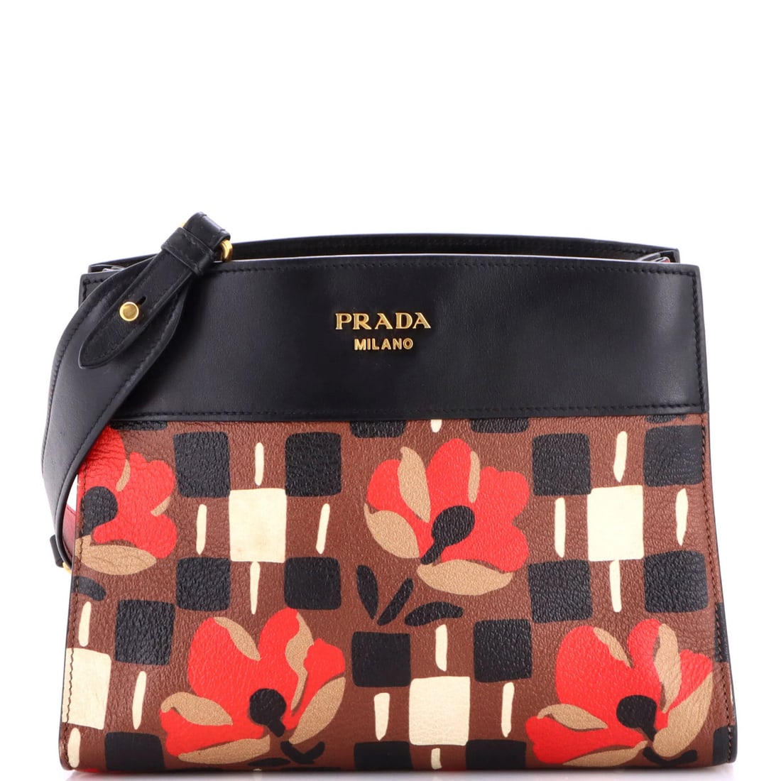Prada Bibliotheque Shoulder Bag Printed Leather Small: Prada Bibliotheque Shoulder Bag Printed Leather Small The Prada Bibliotheque Shoulder Bag Printed Leather Small boasts a rich, brown leather exterior adorned with a striking print. This stylish