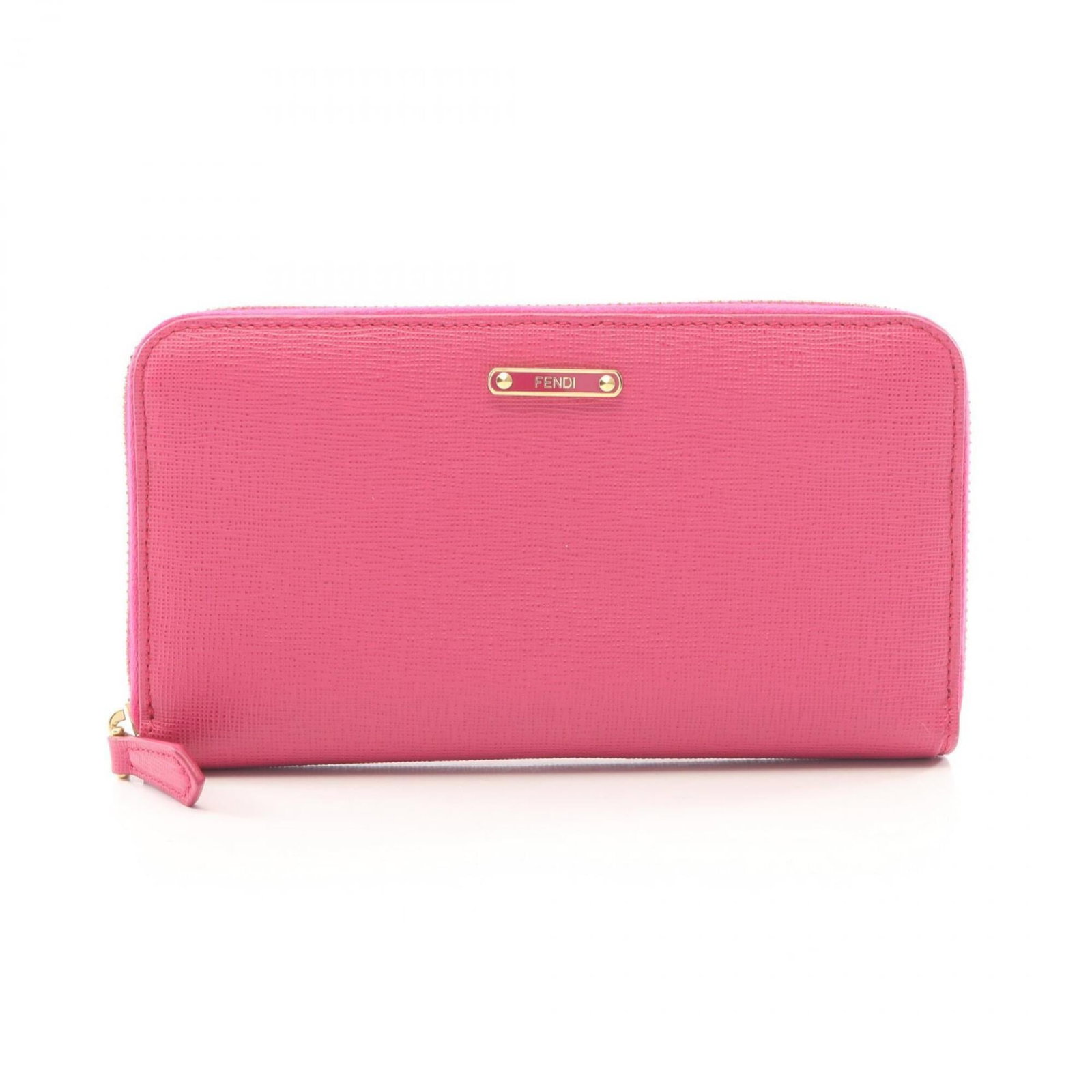FENDI LEATHER WALLET BI FOLD: FENDI LEATHER WALLET BI FOLD Pink Fendi leather bi-fold wallet with clean lines and classic design, measuring 10.5cm x 18.5cm x 2.5cm. This stylish accessory features high-quality leather construction
