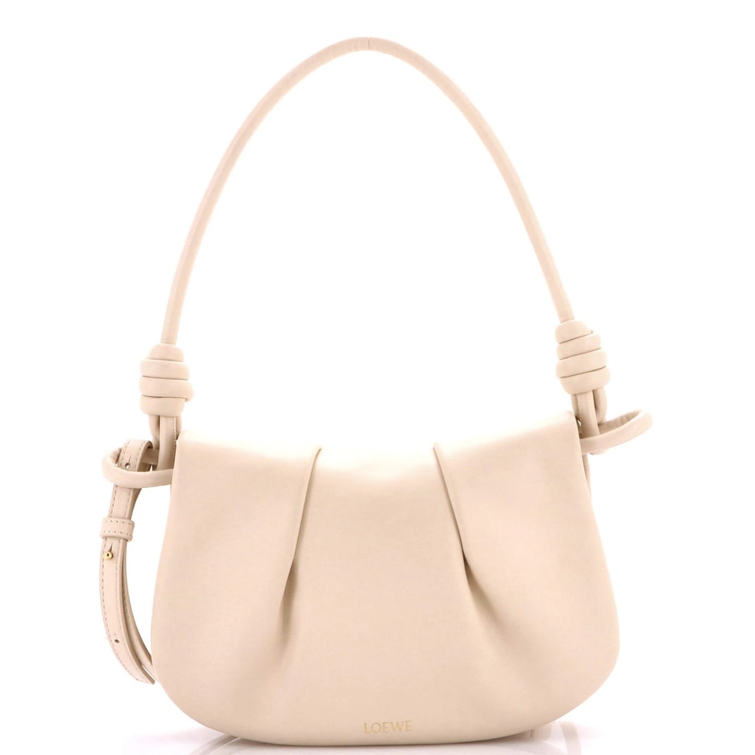 Leather Paseo Loewe Shoulder Bag: Leather Paseo Loewe Shoulder Bag The Paseo Shoulder Bag from Loewe features a neutral exterior with minor scuffs and creases, showcasing the timeless elegance of leather craftsmanship. With its suede 