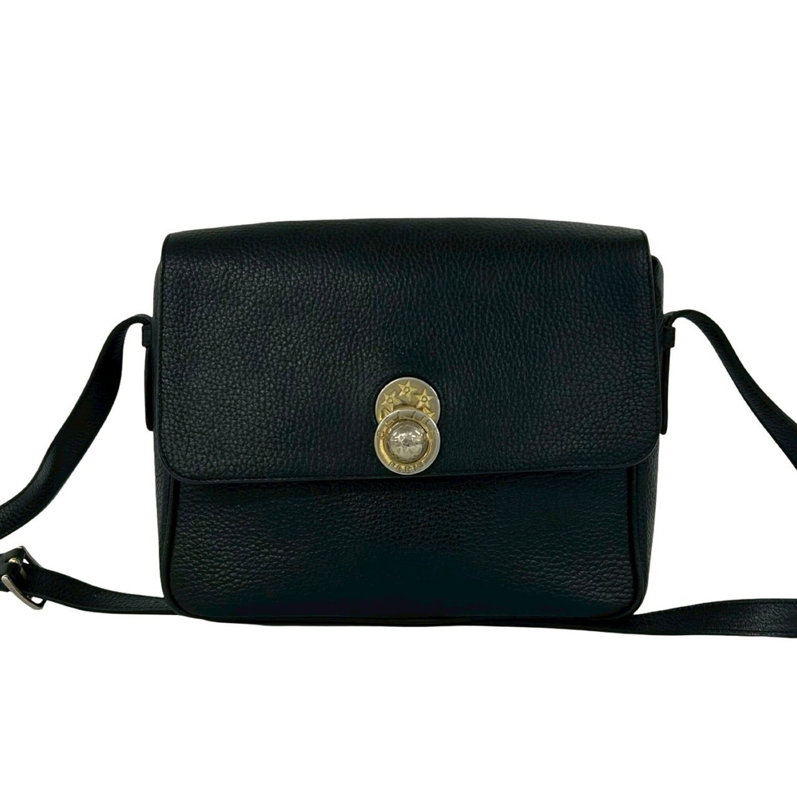 Pochette Leather Celine Bag Shoulder: Pochette Leather Celine Bag Shoulder Black leather Celine Pochette bag with clean lines and classic design, measuring 20cm x 22cm x 6cm. This shoulder bag features high-quality materials and a timeles