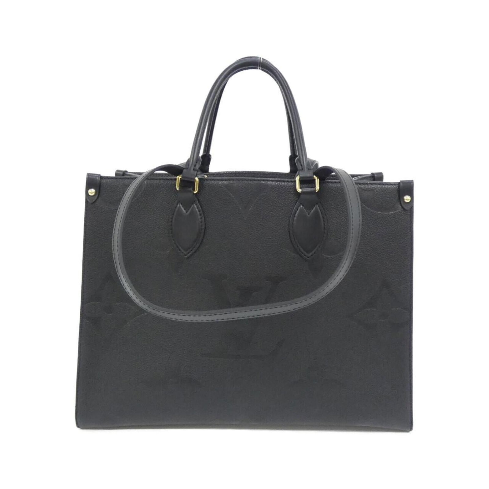 Louis Vuitton handbag monogram: Louis Vuitton handbag monogram The Louis Vuitton monogram handbag boasts its iconic black Empreinte design, a signature element of the brand's timeless style. Measuring 27cm x 35cm x 14cm, this sleek 