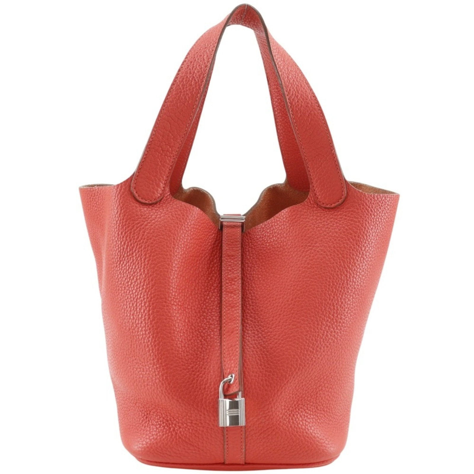 Hermes Handbag Taurillon Leather Clemence: Hermes Handbag Taurillon Leather Clemence The Hermes Handbag Taurillon Leather Clemence boasts stunning red color and sleek design, showcasing the exceptional craftsmanship of the iconic Picotin