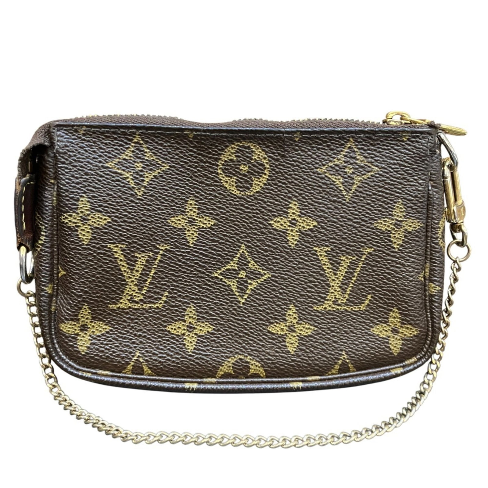 Vuitton Louis Monogram Pochette: Vuitton Louis Monogram Pochette The Vuitton Louis Monogram Pochette boasts its iconic monogram pattern in rich brown, adding a touch of timeless elegance to any outfit. This compact and stylish