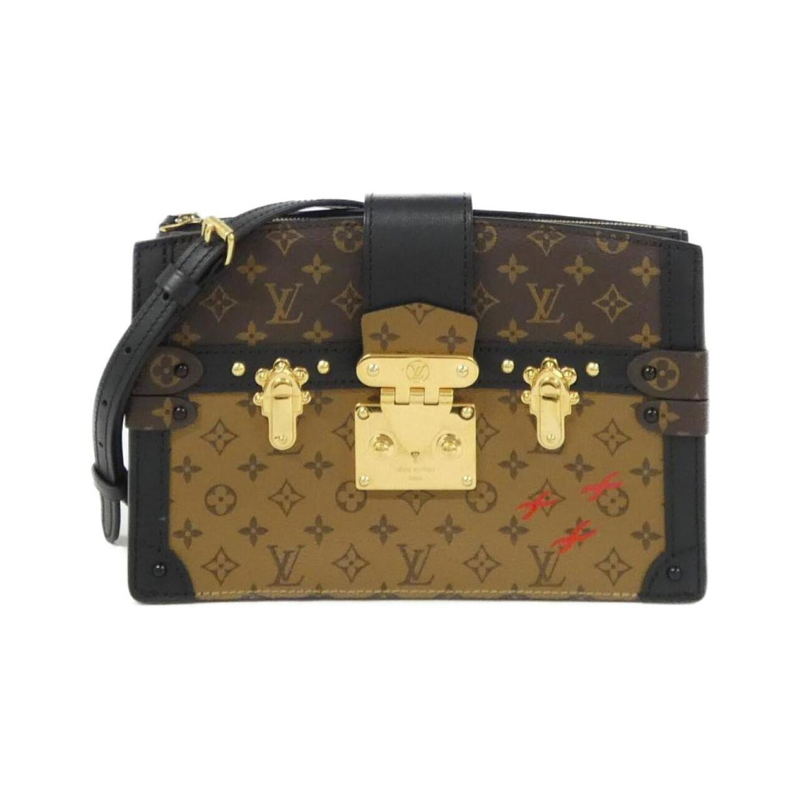 Shoulder bag coated canvas by Louis Vuitton: Shoulder bag coated canvas by Louis Vuitton Coated canvas by Louis Vuitton, featuring a classic design with gold hardware and a timeless maroon color. This shoulder bag boasts a compact size, perfect