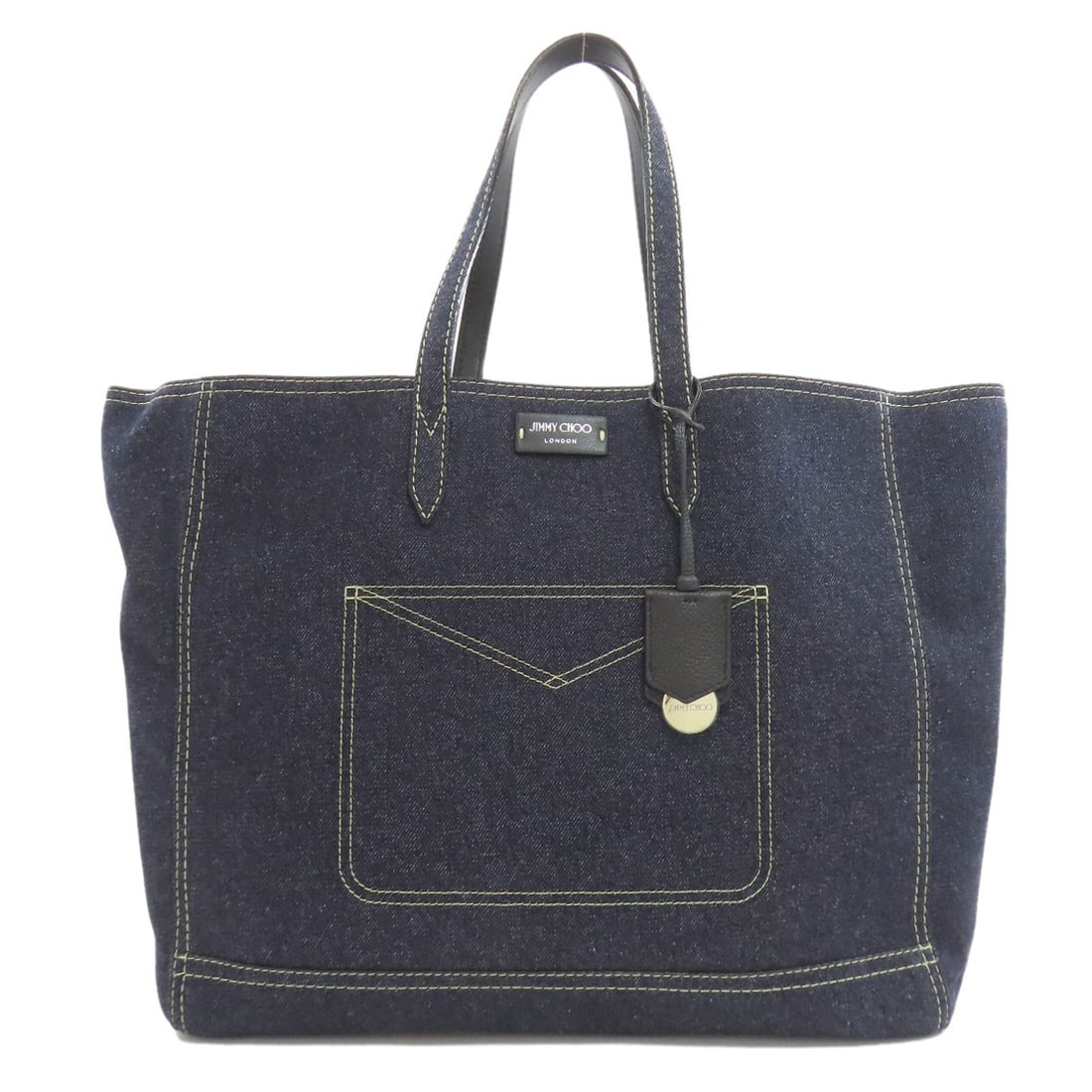 Jimmy Choo Tote Bag Denim: Jimmy Choo Tote Bag Denim Blue denim tote bag from Jimmy Choo, featuring a classic and stylish design. Made with high-quality denim material, this bag offers a unique and eye-catching touch to any