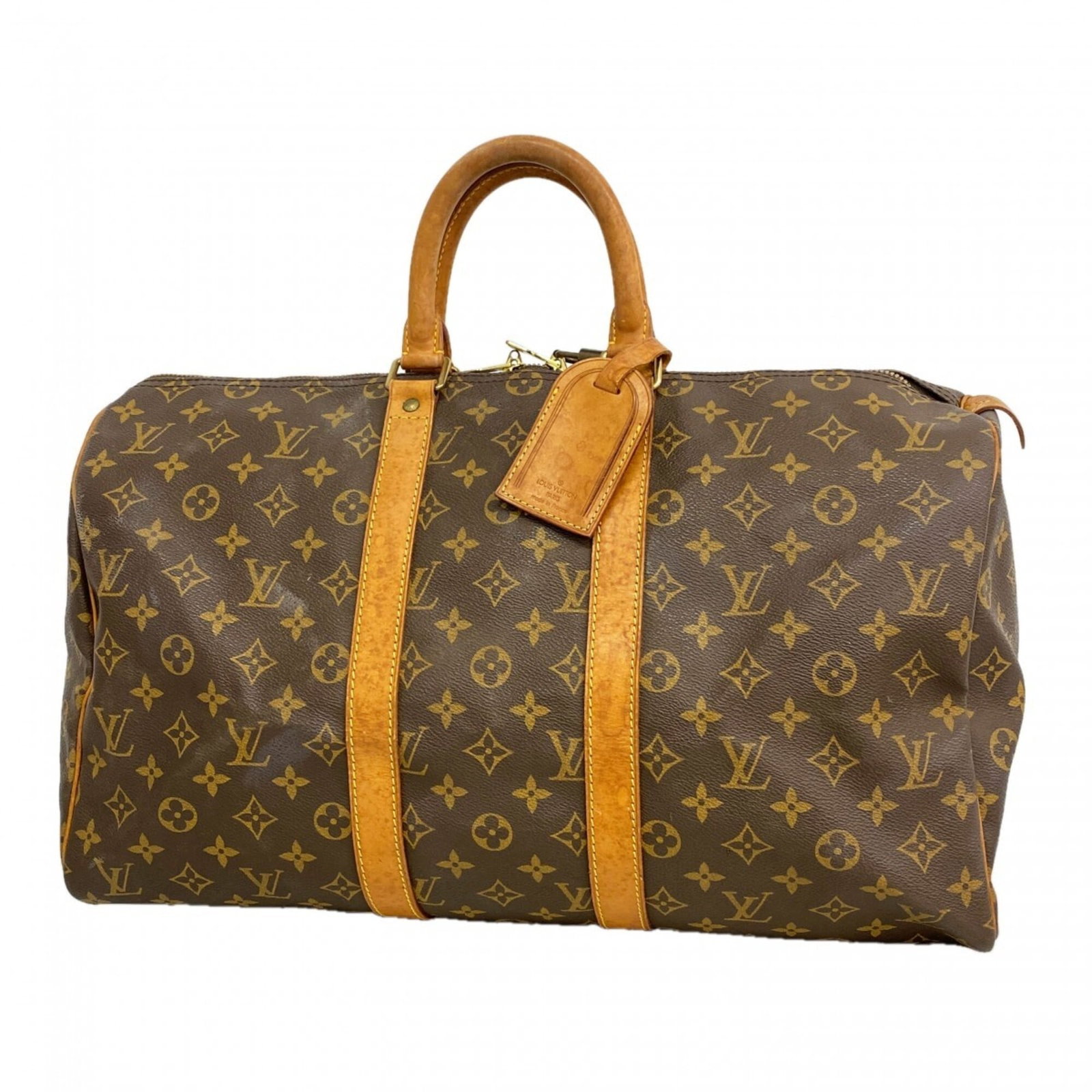 Boston Bag By Louis Vuitton: Boston Bag By Louis Vuitton Boston Bag by Louis Vuitton, featuring the iconic monogram pattern in rich brown hues. This stylish and versatile bag measures 27cm x 45cm x 20cm, making it a practical