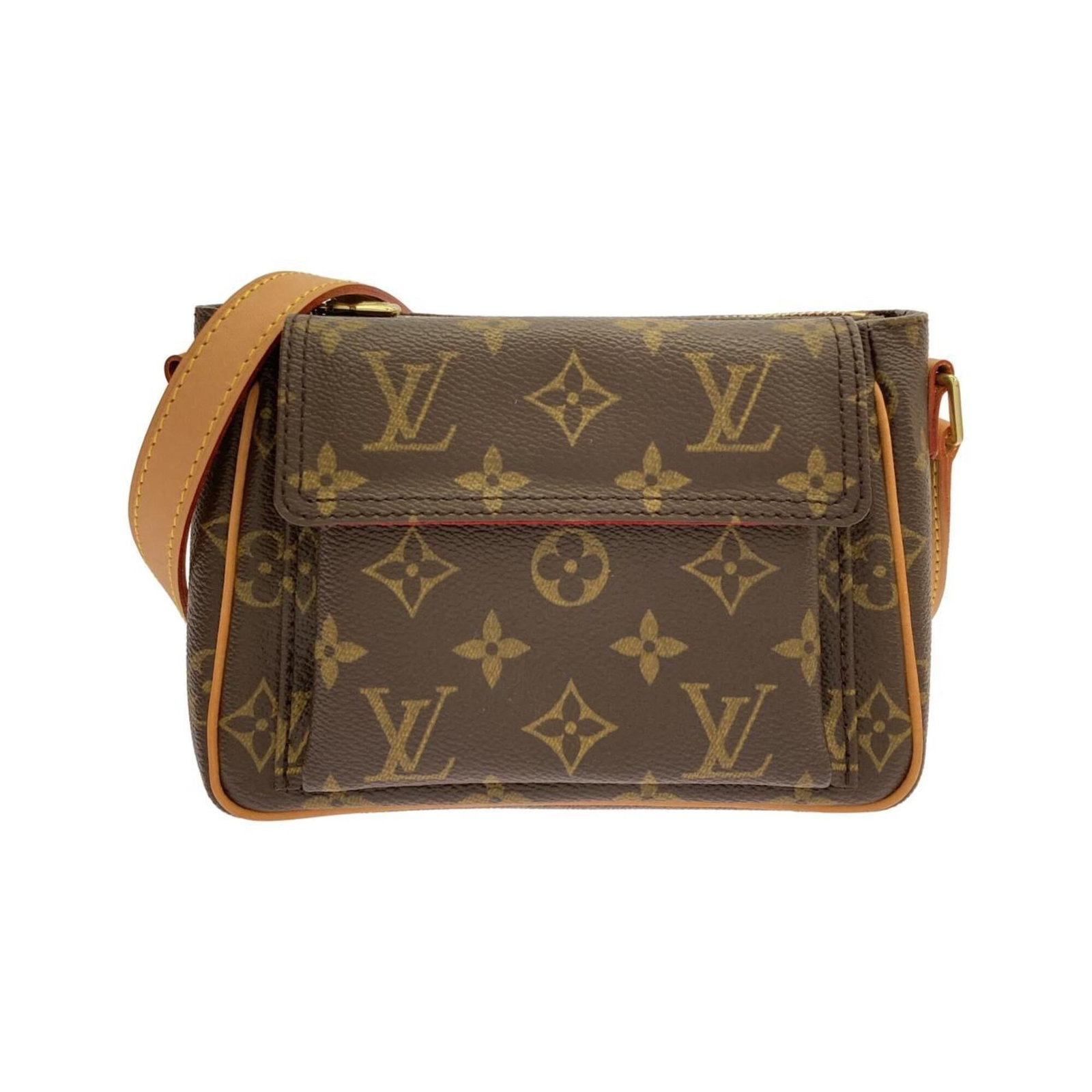 Shoulder bag coated canvas by Louis Vuitton: Shoulder bag coated canvas by Louis Vuitton Coated canvas by Louis Vuitton, featuring a classic design with gold hardware and a timeless maroon color. This shoulder bag measures 13cm x 18cm x 9cm and