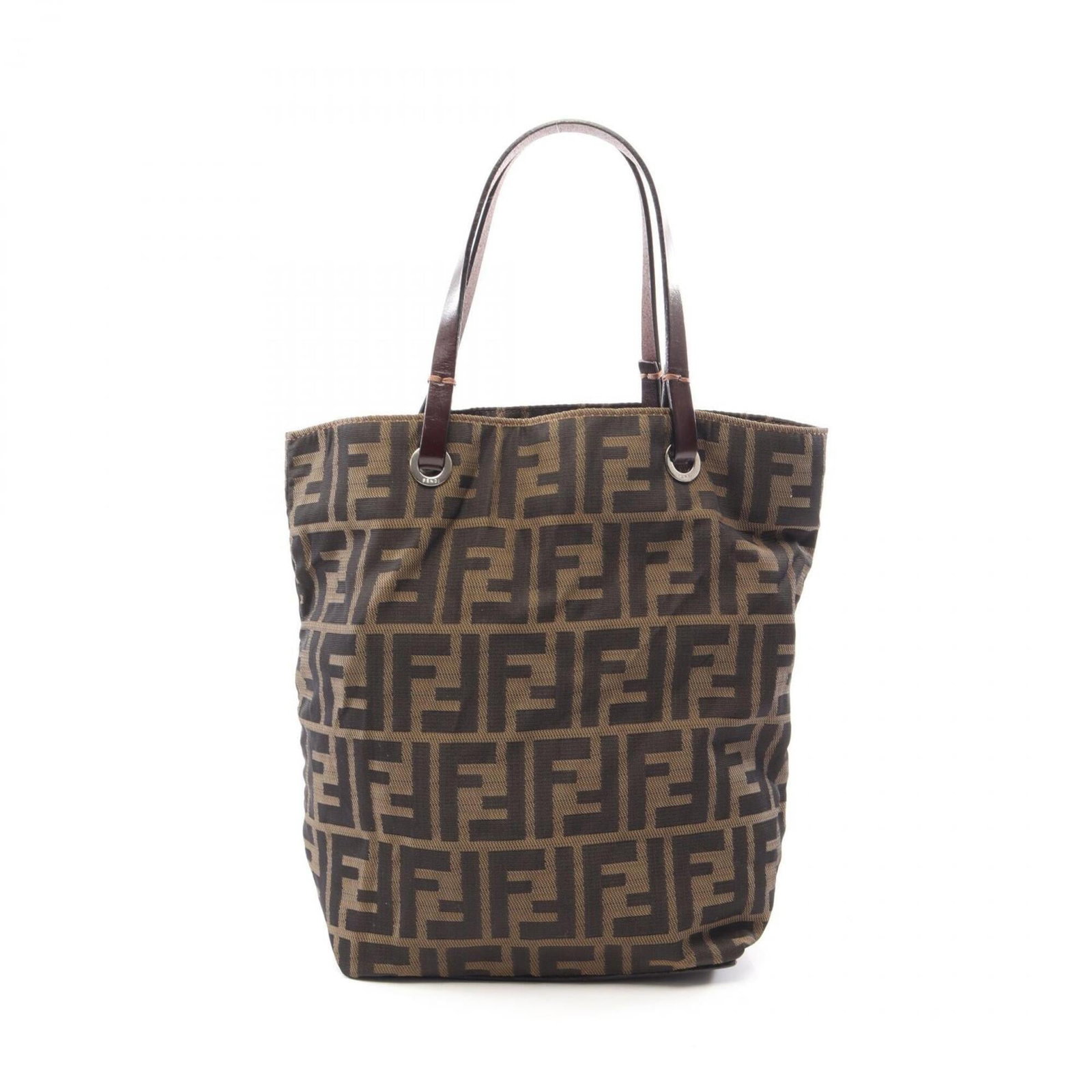 Canvas leather bag tote by Fendi: Canvas leather bag tote by Fendi Canvas leather bag tote by Fendi, featuring a classic design with a brown canvas and leather construction. The tote measures 24cm x 17cm x 10cm, making it a versatile