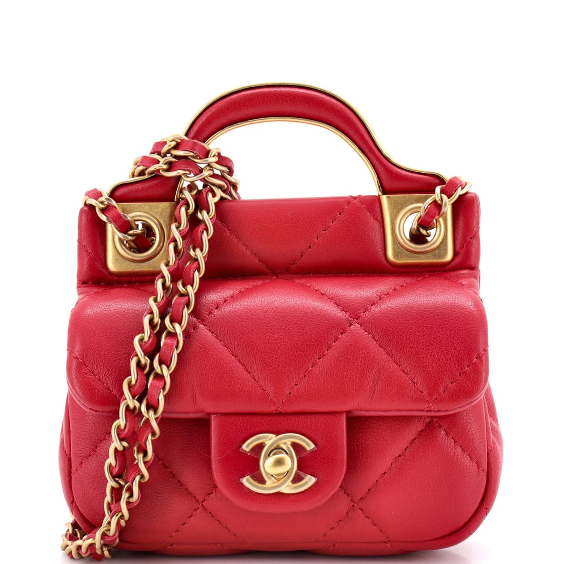 Chanel Lady Handle Flap Card Holder on Chain Quilted Calfskin (1 of 6)