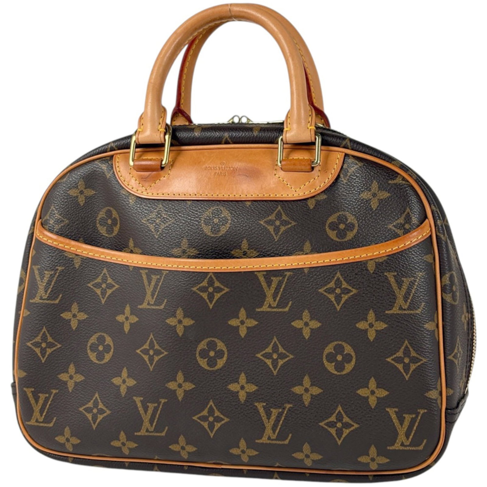 Handbag with Monogram Louis Vuitton Bag from Boston: Handbag with Monogram Louis Vuitton Bag from Boston Monogrammed Louis Vuitton Boston bag in rich brown, featuring the iconic monogram pattern. This stylish handbag measures 21cm x 28cm x 11cm and