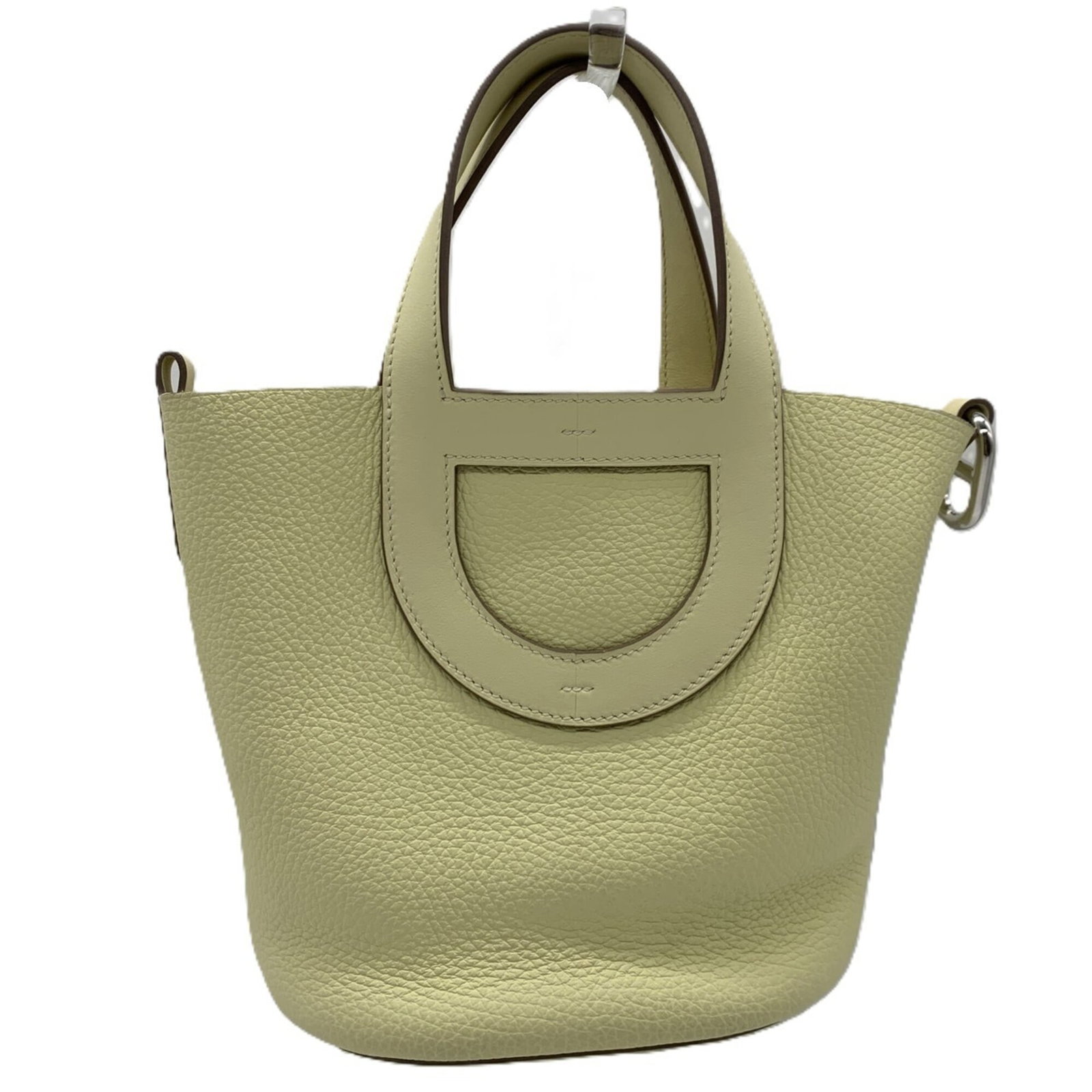 Hermes Handbag Taurillon Leather Clemence: Hermes Handbag Taurillon Leather Clemence Taurillon clemence leather handbag from Hermes, featuring a vibrant yellow color and classic design. This small yet stylish bag measures 20cm x 26cm x 12cm an
