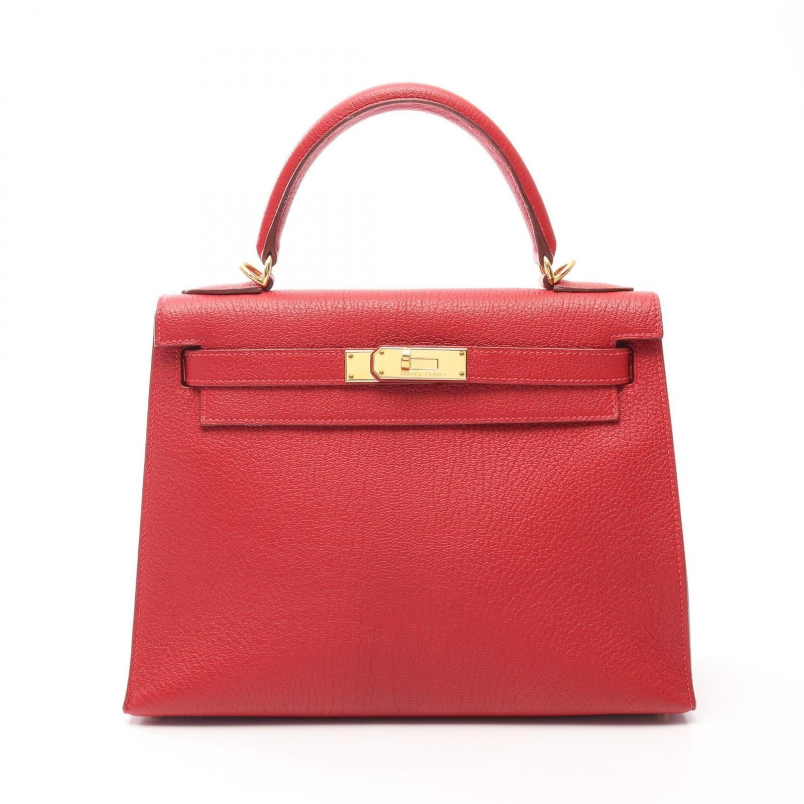Chevre Leather Handbag Hermes: Chevre Leather Handbag Hermes Chevre leather gives this Herm?s handbag its distinctive softness and suppleness, while the red color adds a bold pop of personality. Measuring 21cm x 28cm x 11cm, it's