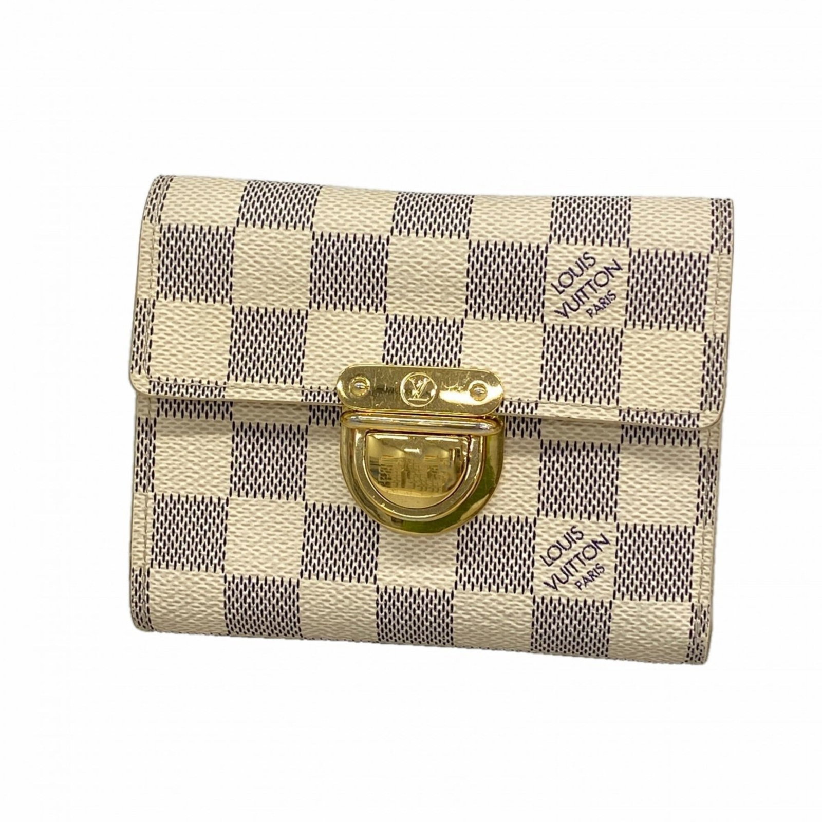 Louis Vuitton Wallet (Tri-Fold): Louis Vuitton Wallet (Tri-Fold) Tri-fold wallet from Louis Vuitton, featuring the iconic monogram pattern in crisp white. This stylish accessory measures 10cm x 12.5cm x 2.5cm and boasts a classic des