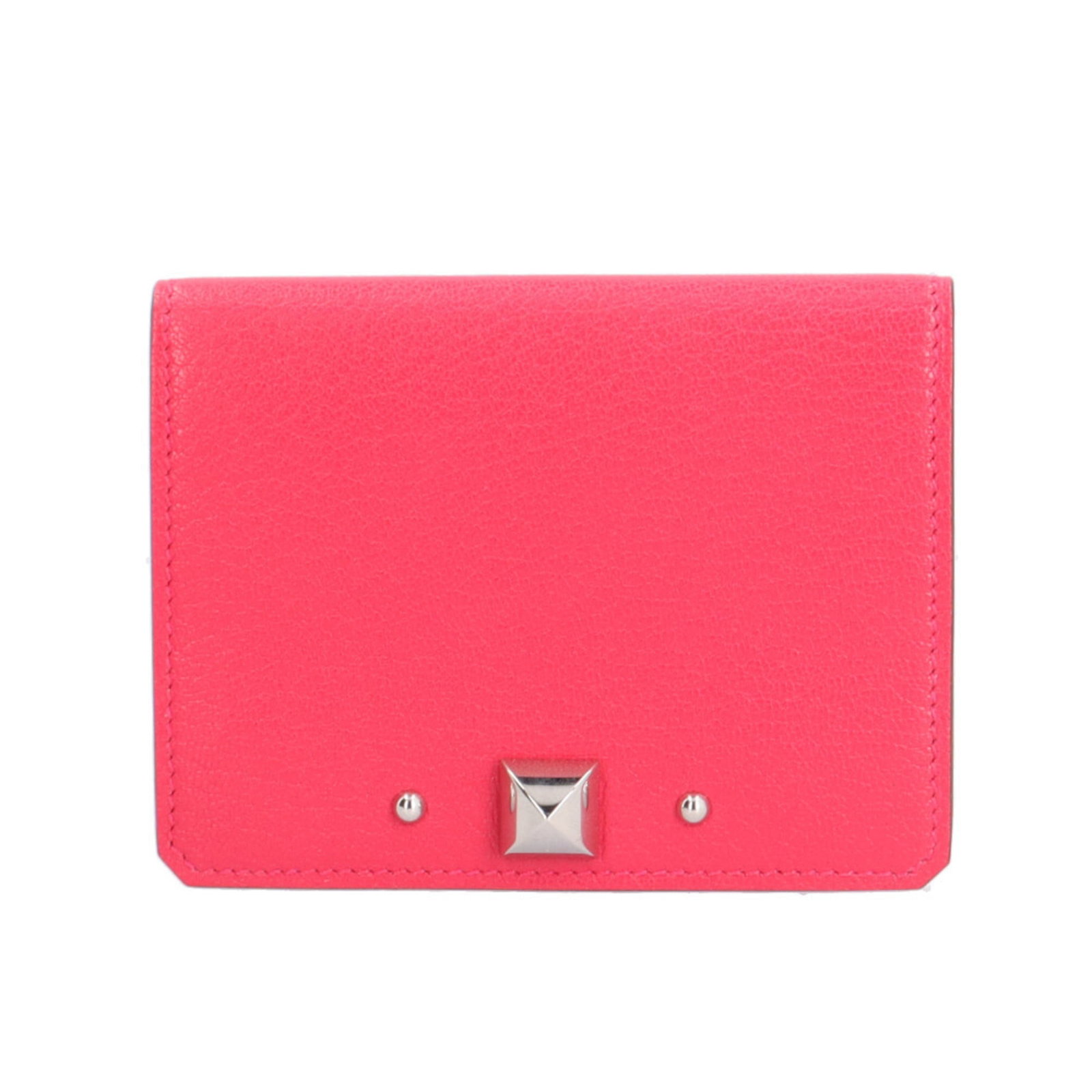 Chevre leather card case by Hermes: Chevre leather card case by Hermes Chevre leather card case by Hermes features soft pink chevre leather, carefully crafted to create a delicate and elegant design. Measuring 8cm x 10cm x 1.5cm, this c