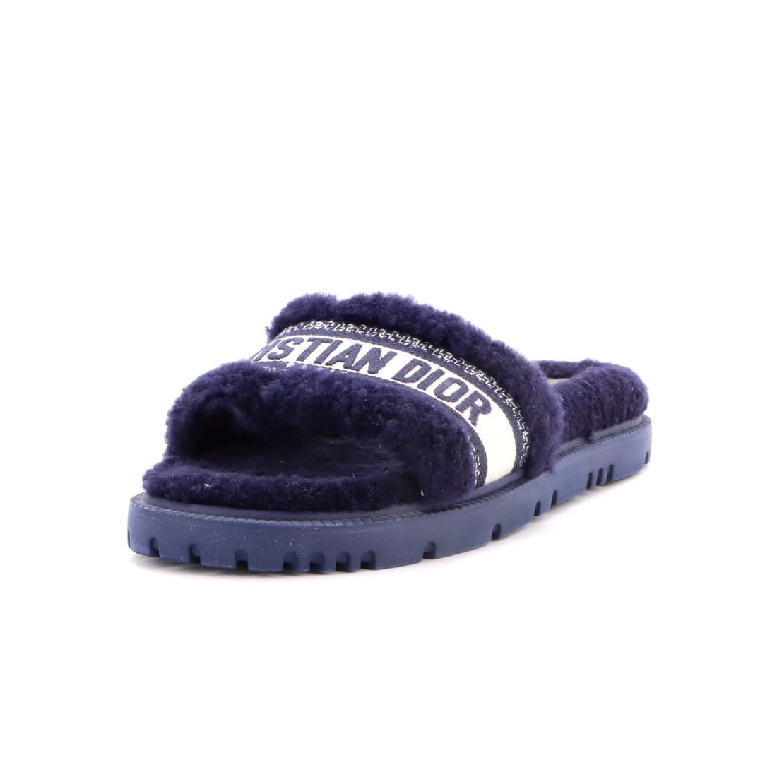 Christian Dior Women's Dway Embroidered Canvas Sandals Shearling (1 of 6)