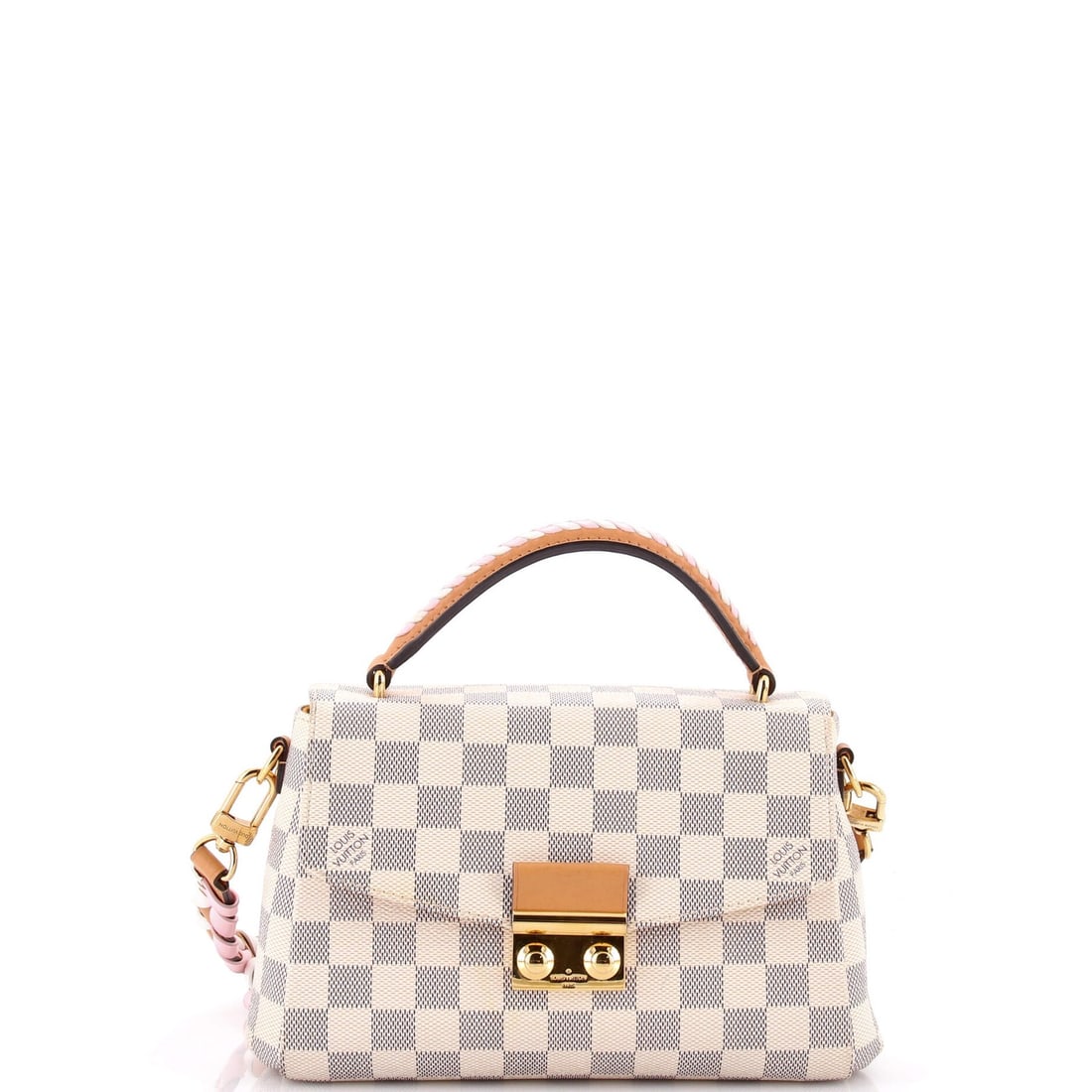 Damier Handbag Louis Vuitton Croisette with Braided Detail: Damier Handbag Louis Vuitton Croisette with Braided Detail The Damier Handbag Louis Vuitton Croisette features a unique braided detail, adding an eye-catching touch to its classic design. With its can