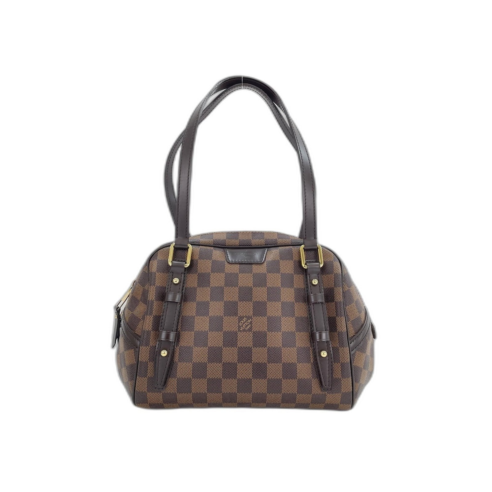 Louis Vuitton Handbag: Louis Vuitton Handbag Brown, Damier Canvas Louis Vuitton Handbag measures 19cm x 25cm x 15cm. This classic women's handbag features a timeless design and signature monogram pattern. The bag is made