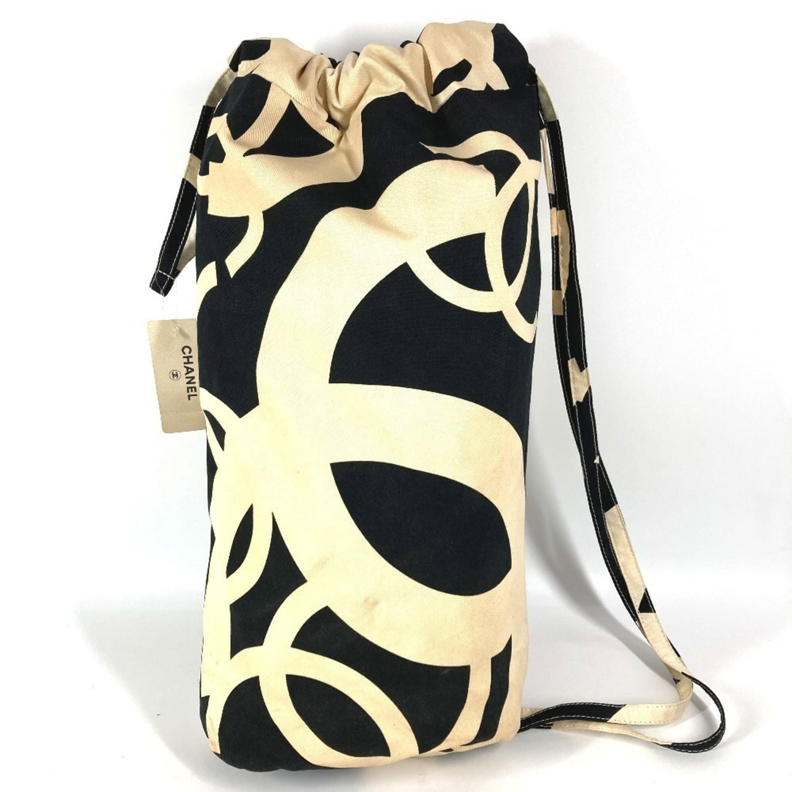 Cotton Chanel Bag Shoulder: Cotton Chanel Bag Shoulder Cotton Chanel Bag Shoulder in Black and White. Made from cotton, this shoulder bag features a classic design with a timeless black and white color combination. A stylish
