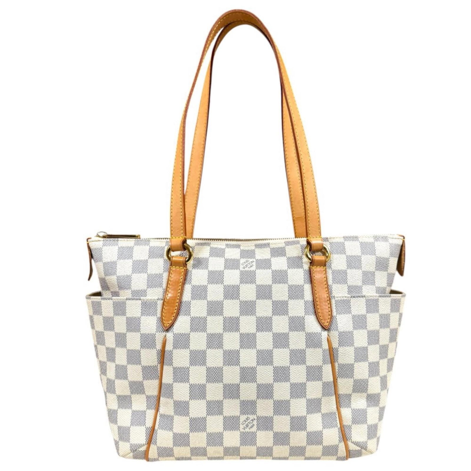 Damier Azur Tote Bag by Louis Vuitton: Damier Azur Tote Bag by Louis Vuitton Damier Azur Tote Bag by Louis Vuitton, featuring the iconic Damier Azur pattern in blue and white hues. Made from high-quality materials, this tote bag measures