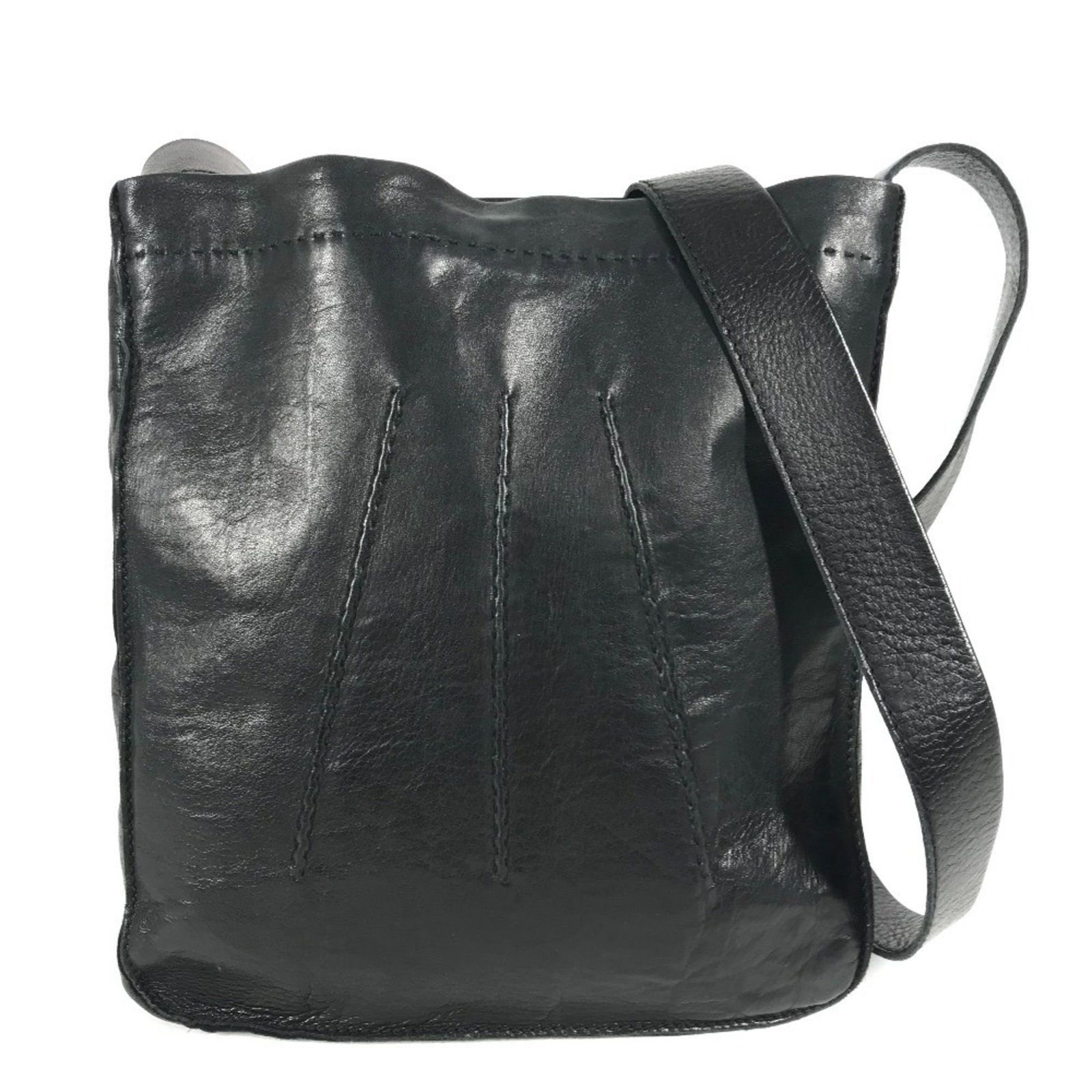 Shoulder Bag Leather Pochette Hermes: Shoulder Bag Leather Pochette Hermes Black leather Toudou pochette from the iconic Hermes line, measuring 22cm x 19cm x 2cm. This sleek shoulder bag features a classic design with clean lines and mini