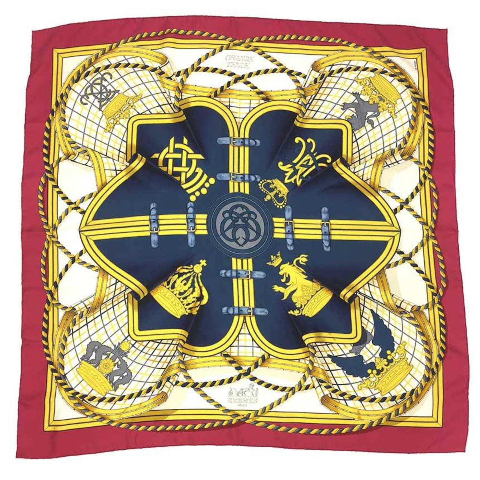 Silk Hermes Scarf 100%: Silk Hermes Scarf 100% Silk from France, crafted into a luxurious 90cm x 90cm scarf with a rich Bordeaux and Ivory color palette. Made entirely from high-quality silk, this scarf boasts exceptional so
