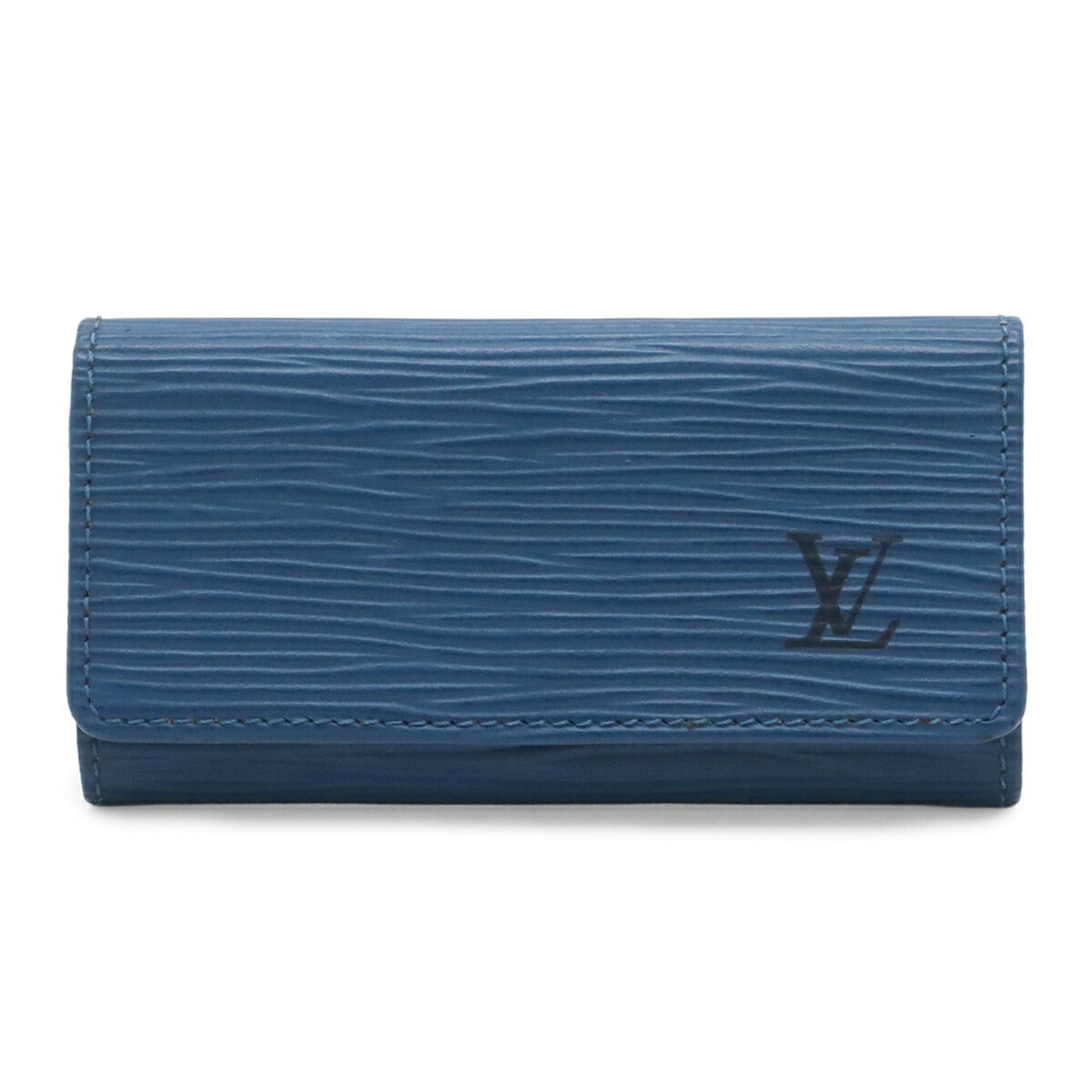 Vuitton Keycase Leather Epi Louis: Vuitton Keycase Leather Epi Louis Toledo blue Epi leather wraps around the compact keycase, adding a touch of timeless elegance. The Louis Vuitton Keycase measures 5.5cm x 10.5cm and features the