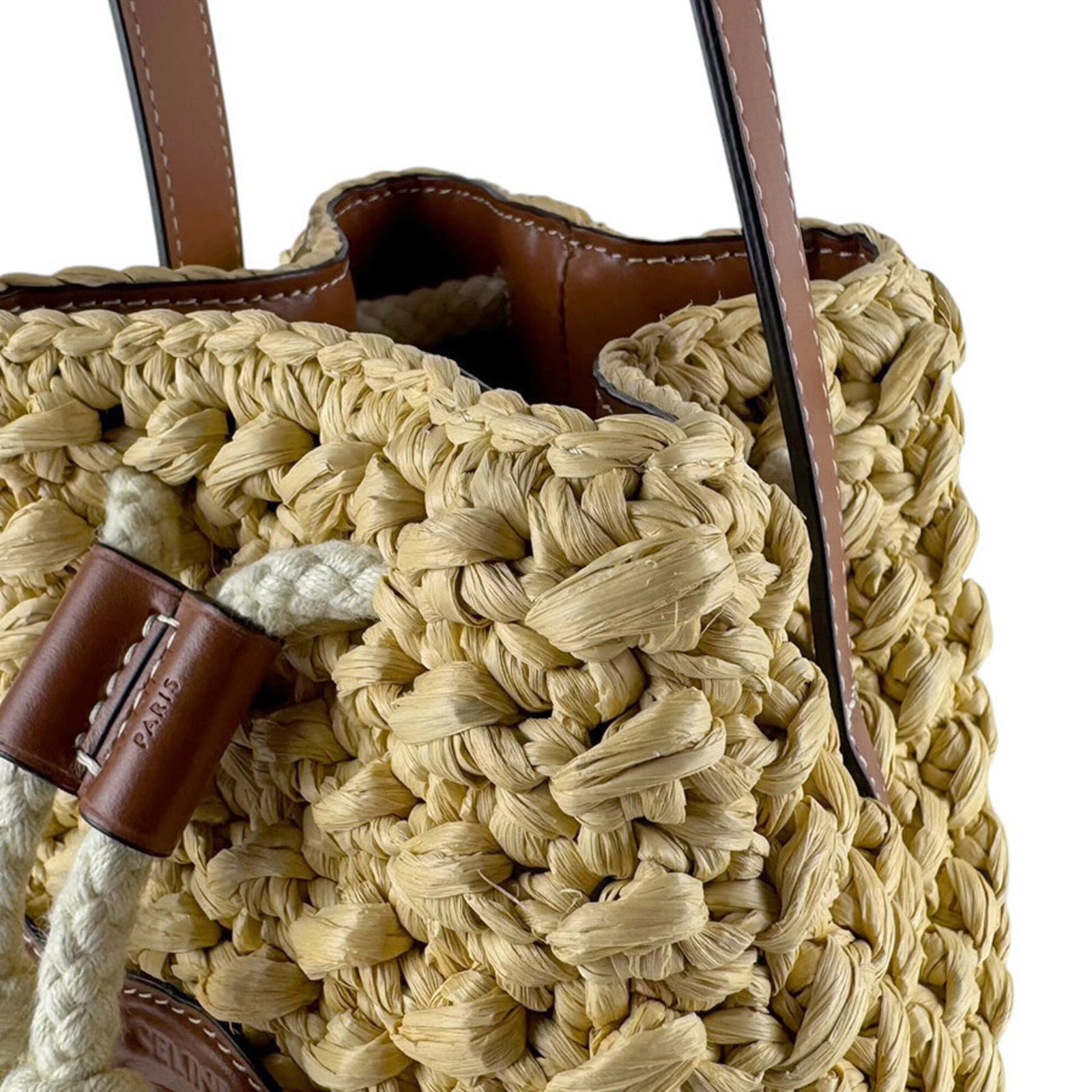 Handbag Raffia Leather Celine - 5