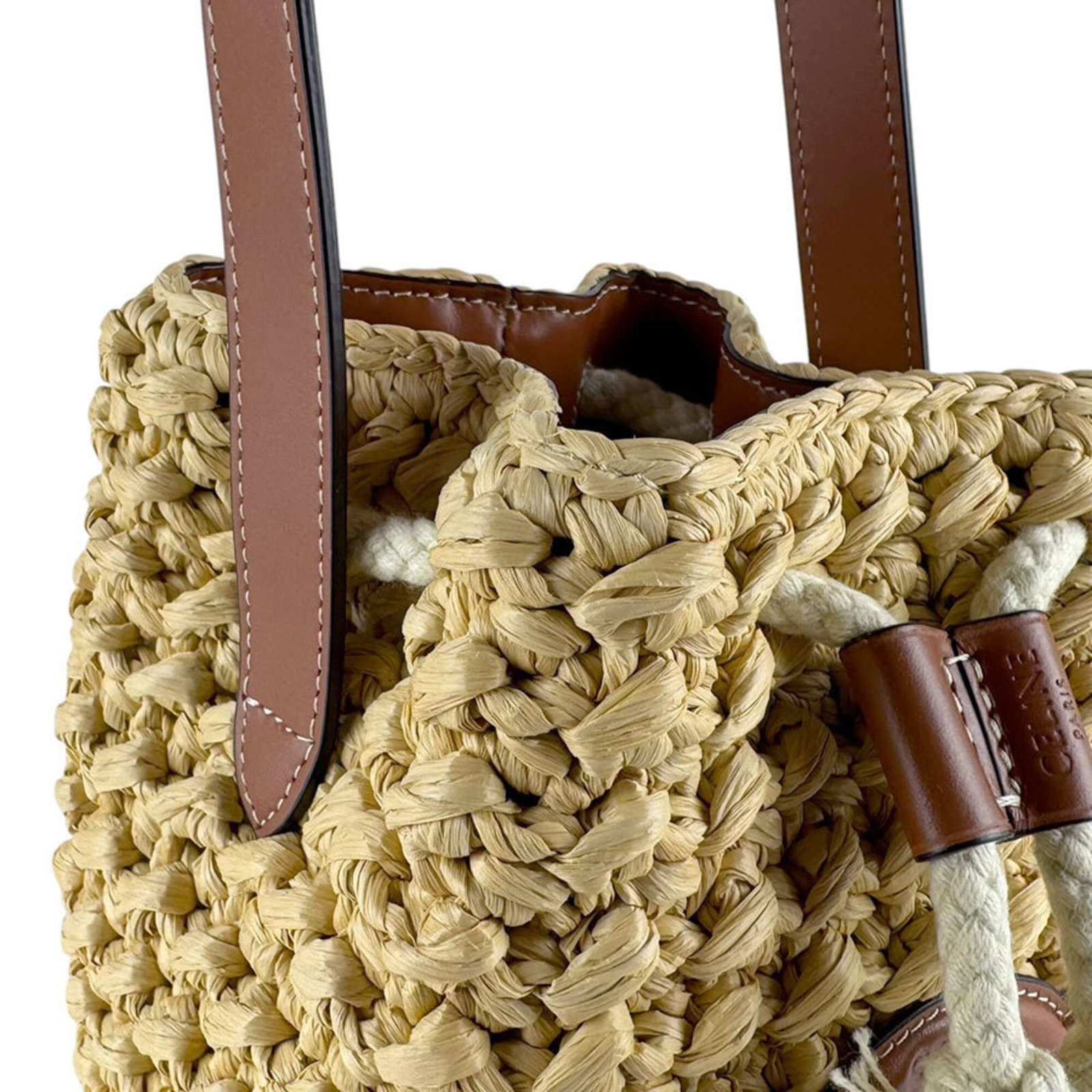 Handbag Raffia Leather Celine - 6