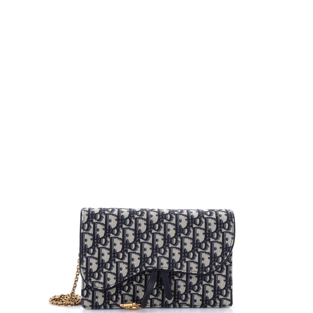 Canvas Oblique Saddle Clutch Chain Dior Christian: Canvas Oblique Saddle Clutch Chain Dior Christian Canvas Oblique Saddle Clutch Chain Dior Christian features an oblique saddle design, a canvas exterior in blue, and a chain-link strap. The excellent