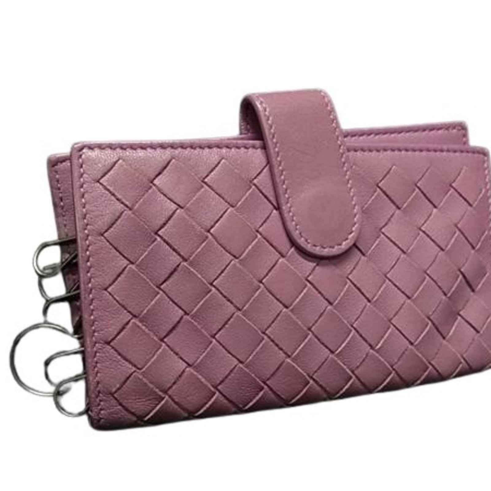 Keycase Leather By Veneta Bottega: Keycase Leather By Veneta Bottega Pink and Purple Leather Keycase from Bottega Veneta. Made from high-quality leather, this compact keycase measures 12.5cm x 7cm / 4.92'' x 2.75''. A stylish