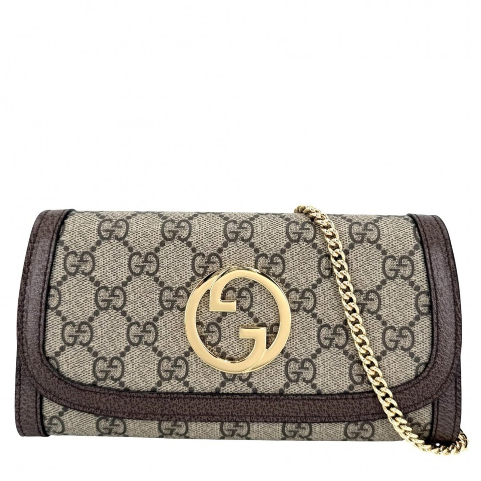 Chain Wallet Supreme Canvas Leather Gg Gucci: Chain Wallet Supreme Canvas Leather Gg Gucci Chain Wallet Supreme Canvas Leather Gg Gucci in Beige. This women's chain wallet features GG Supreme, canvas, and leather materials, measuring 11.5cm x 21c