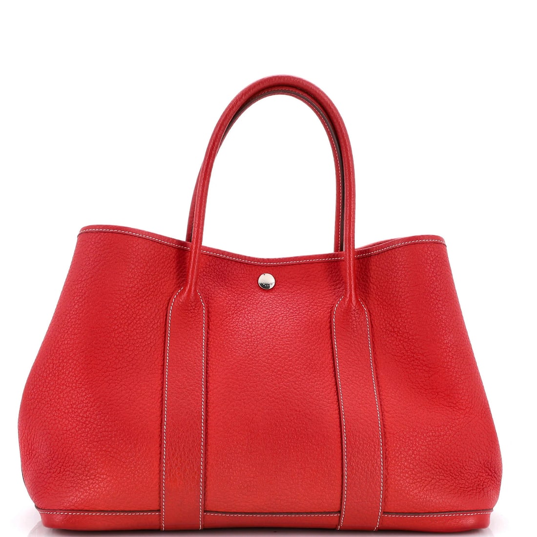 Leather tote party Hermes garden 36: Leather tote party Hermes garden 36 Red Leather Garden Party Tote by Hermes, 36" in size. This tote features a classic design with a Palladium hardware and a neutral canvas interior. With its red exte
