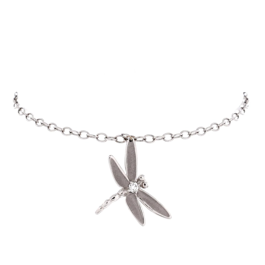 Dragonfly Chain 18K White Gold with Diamonds by Tiffany: Dragonfly Chain 18K White Gold with Diamonds by Tiffany 18K White Gold Dragonfly Chain Bracelet with Diamonds by Tiffany & Co. features a stunning dragonfly chain design adorned with diamonds, showcas