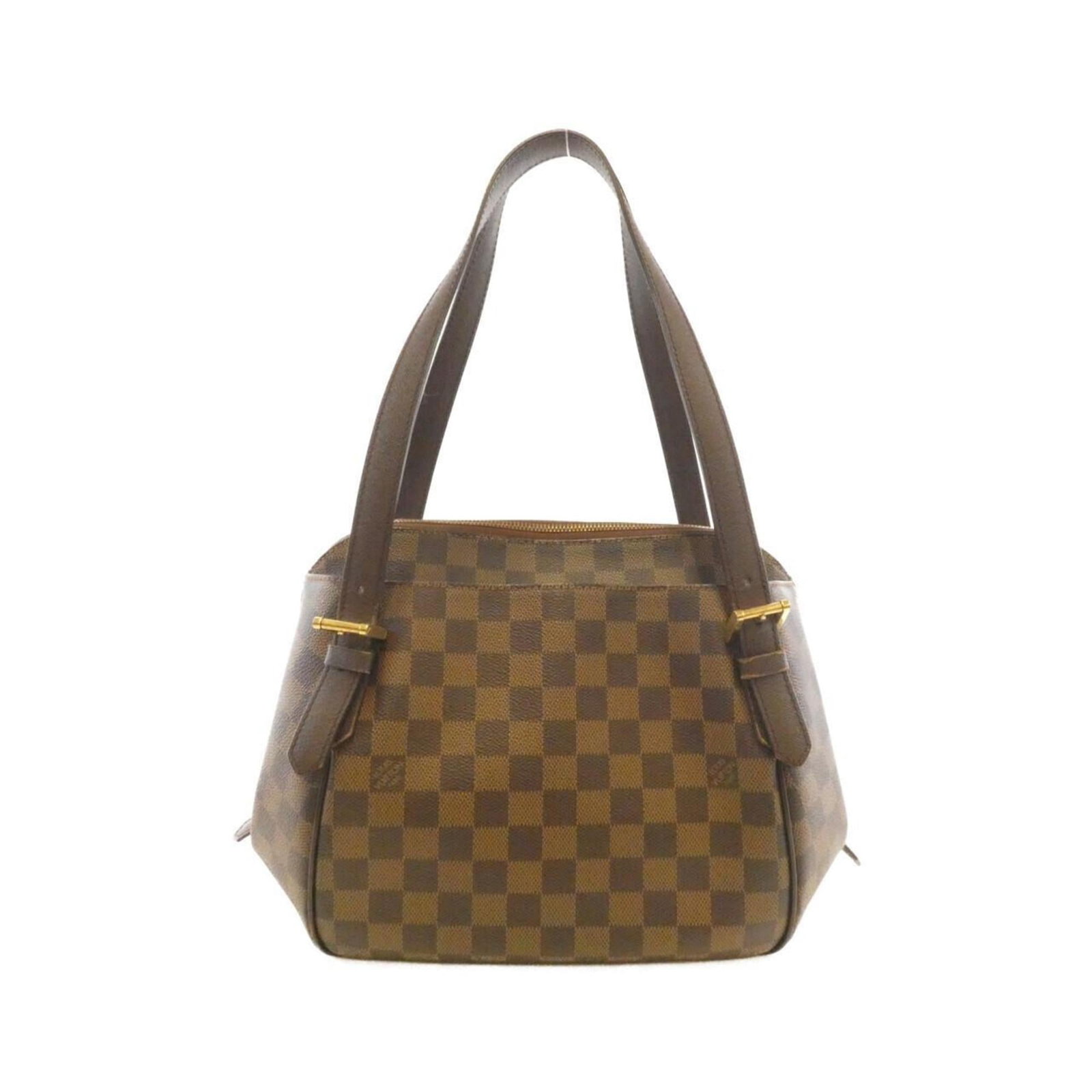 Shoulder bag coated canvas by Louis Vuitton: Shoulder bag coated canvas by Louis Vuitton Coated canvas by Louis Vuitton, featuring the iconic Damier pattern in Ebene color. This shoulder bag boasts gold hardware and a sturdy design with a