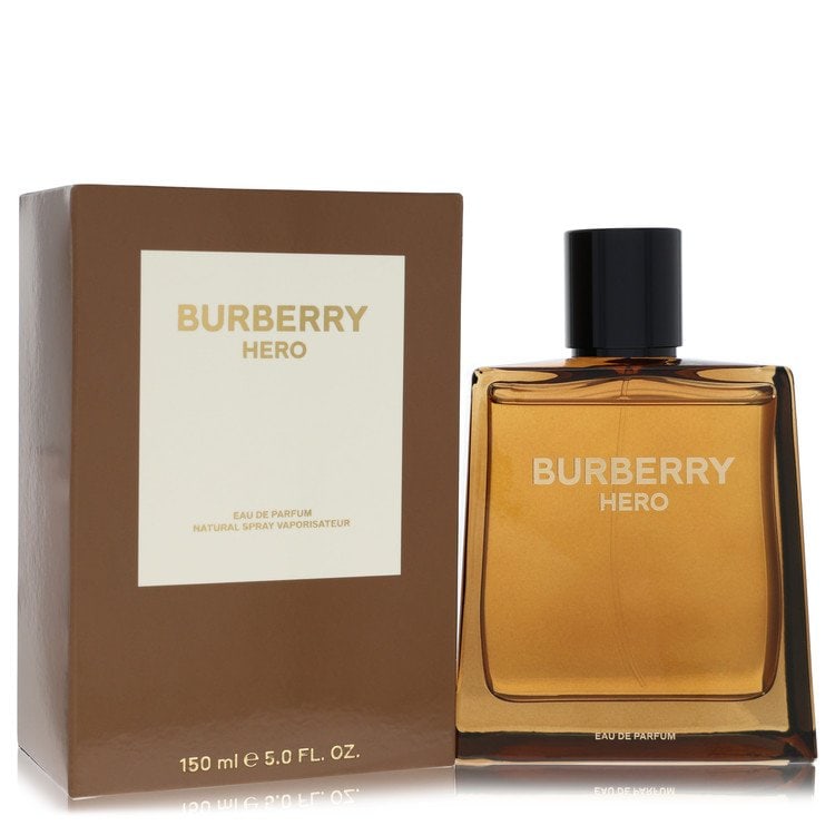 Burberry Hero by Burberry Eau De Parfum Spray 5.0 oz: Burberry Hero by Burberry Eau De Parfum Spray 5.0 oz Burberry Hero by Burberry Eau De Parfum Spray offers a crisp, clean scent with spicy, earthy, citrus, and woody accords. Sparkling bergamot meets
