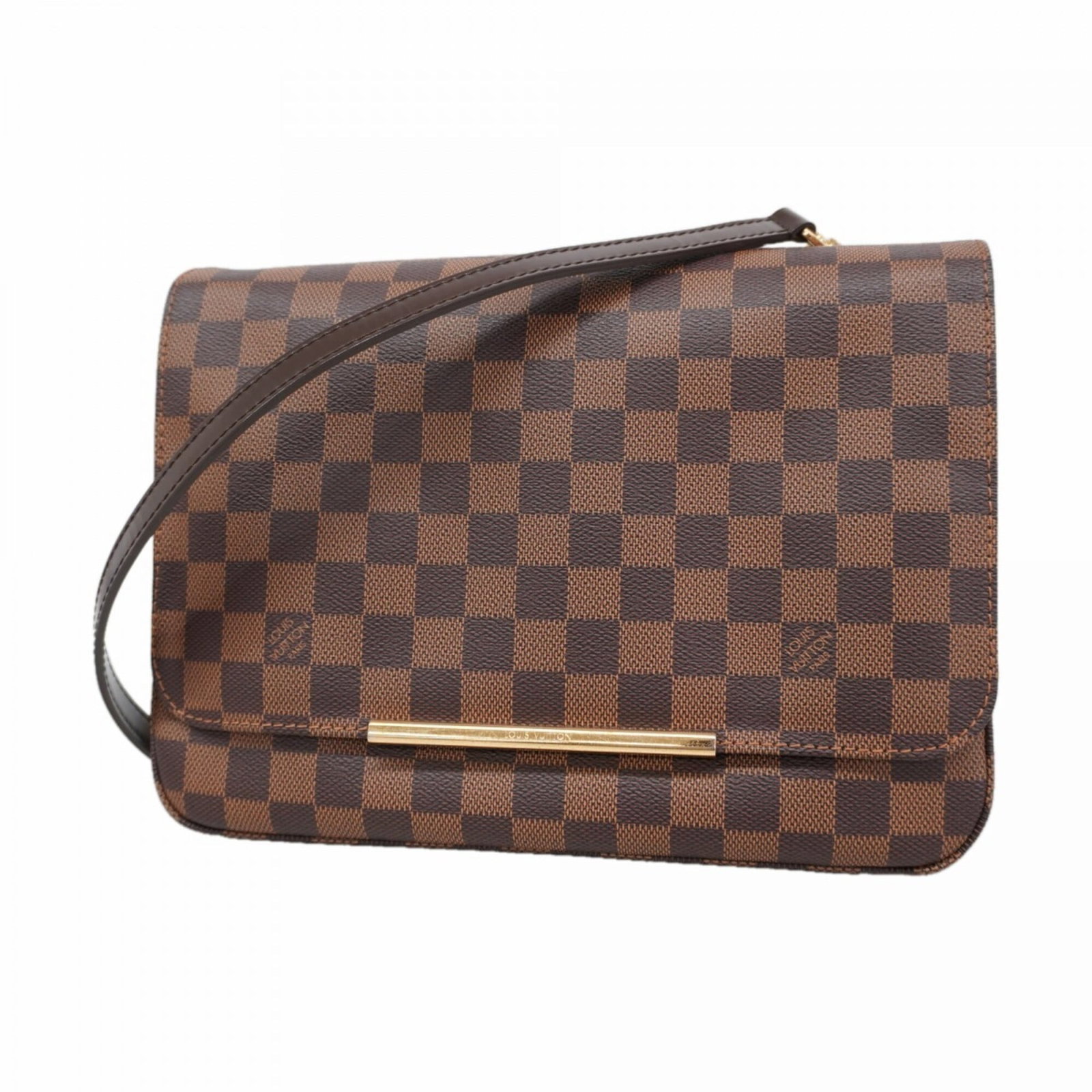 Shoulder bag from Louis Vuitton: Shoulder bag from Louis Vuitton Ebene-colored shoulder bag from Louis Vuitton, featuring a classic design with precise measurements at 20cm x 27cm x 2.5cm. The bag's compact size and elegant style mak