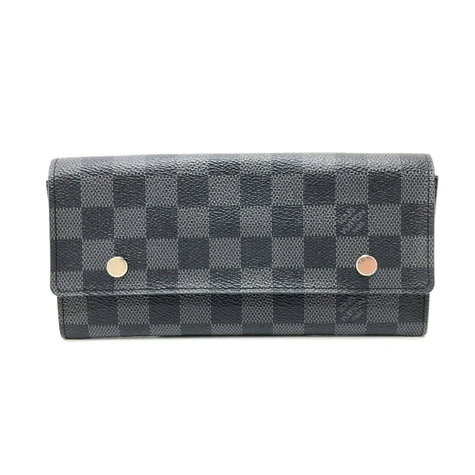 Louis Vuitton Long Wallet (Bi-Fold) Damier Graphite: Louis Vuitton Long Wallet (Bi-Fold) Damier Graphite Damier Graphite, the iconic Louis Vuitton pattern, adds a touch of sophistication to this sleek bi-fold wallet. Made from high-quality materials, it