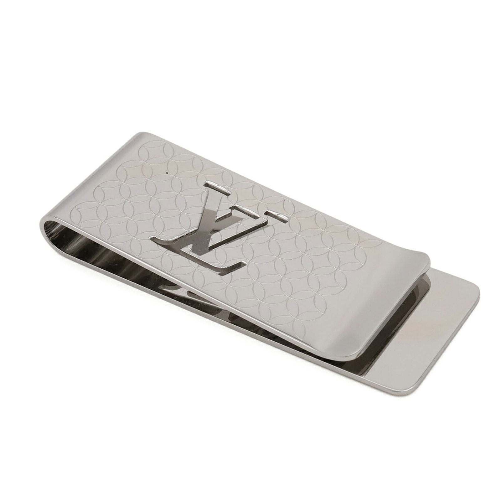Louis Vuitton Money Clip Stainless Steel: Louis Vuitton Money Clip Stainless Steel Stainless steel money clip with sleek silver finish, measuring 2.4cm x 6.5cm in size. This Louis Vuitton accessory features a sturdy design that holds its shap