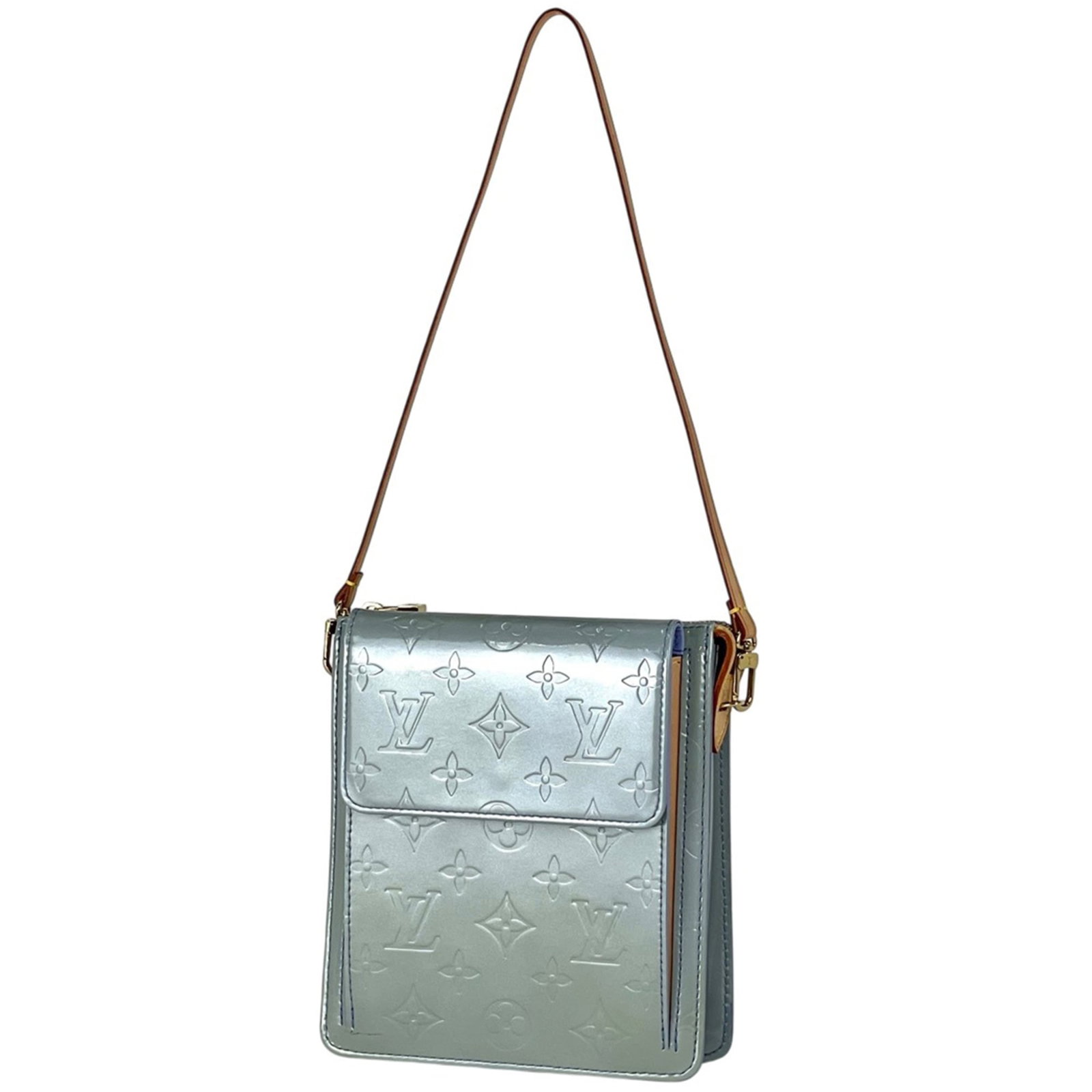 Vernis Monogram Shoulder Bag Vuitton Louis: Vernis Monogram Shoulder Bag Vuitton Louis Vernis Monogram Shoulder Bag Vuitton Louis in Lavande features the iconic Monogram Vernis pattern, adding a touch of luxury to its sleek design. With its com