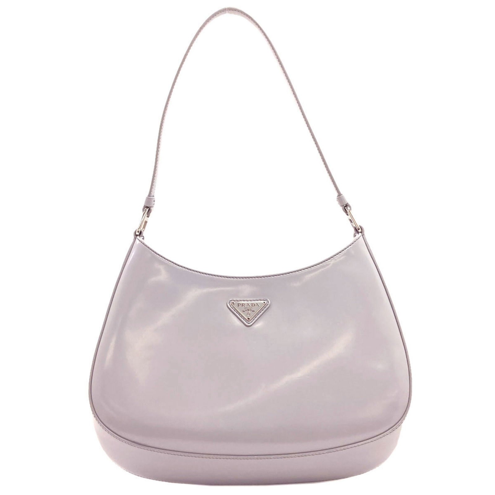Shoulder Bag Leather by Prada: Shoulder Bag Leather by Prada Gray Prada Leather Shoulder Bag, 18.5cm x 28cm x 5cm / 7.28'' x 11.02'' x 1.96''. Made from high-quality leather, this shoulder bag features a classic design with clean l