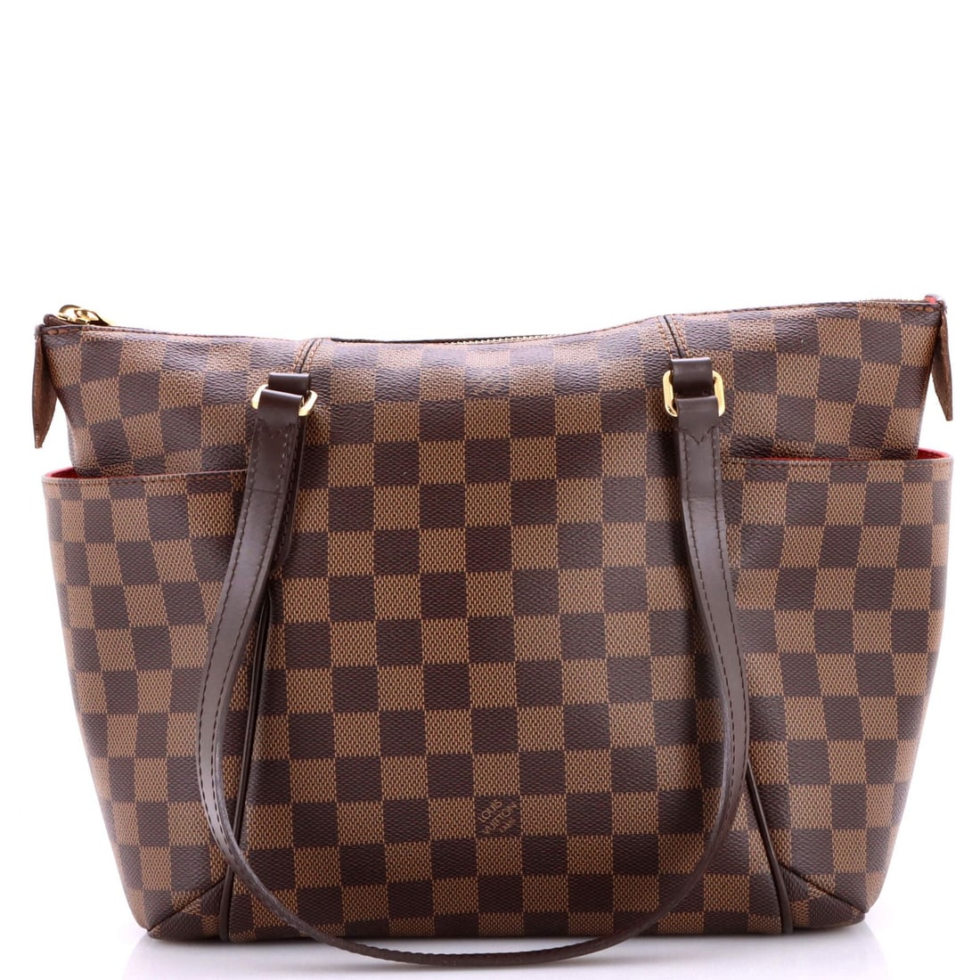Louis Vuitton Damier Handbag Totally: Louis Vuitton Damier Handbag Totally Brown Louis Vuitton Damier PM Totally Handbag with Gold Hardware, featuring canvas coated exterior and interior in contrasting colors. Measuring 10" high, 11" wide