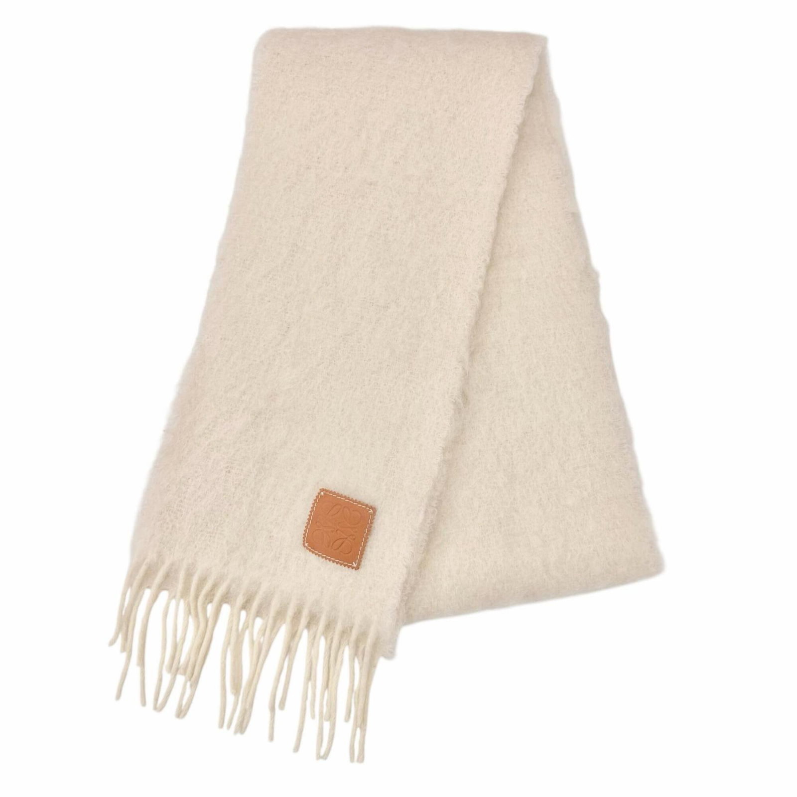 Stole Mohair Wool Nylon Loewe: Stole Mohair Wool Nylon Loewe Stole from the renowned Spanish fashion house Loewe, this exquisite piece combines the luxurious textures of mohair, wool, and nylon to create a truly unique stole. Measu