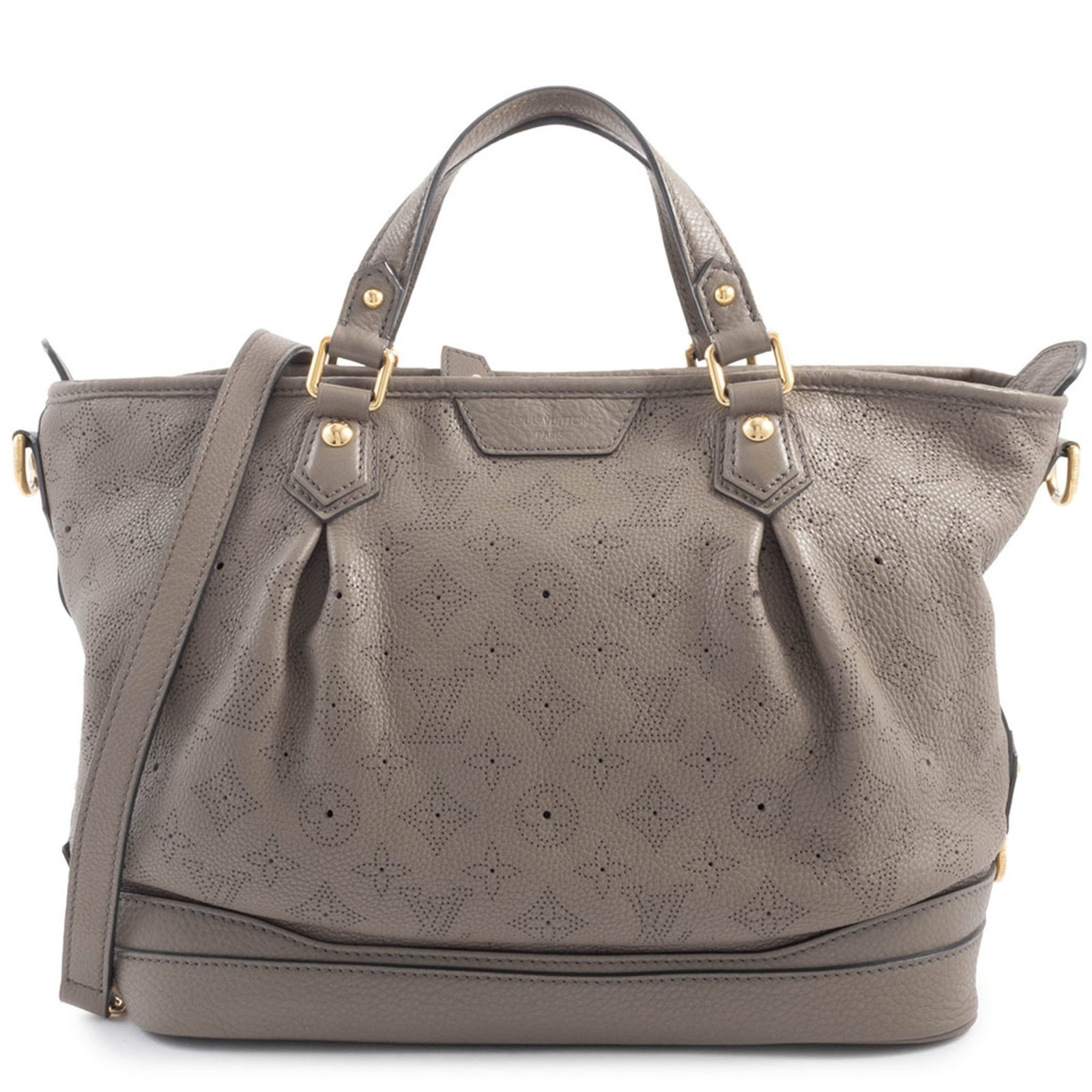 Louis Vuitton Shoulder Bag Mahina Leather: Louis Vuitton Shoulder Bag Mahina Leather The Louis Vuitton Mahina Leather Shoulder Bag boasts a timeless design with its classic beige color and signature monogram pattern. Made from high-quality