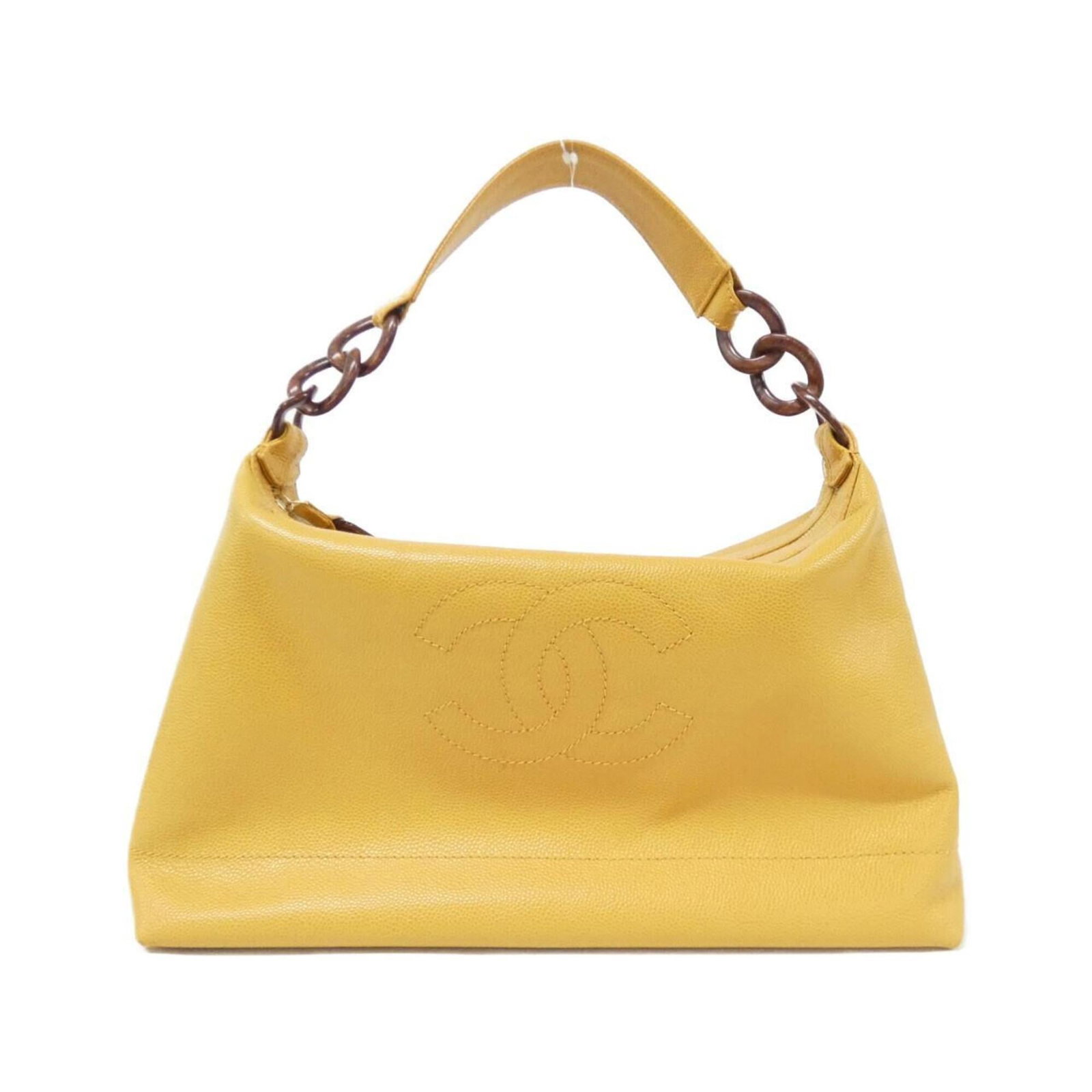 Calfskin Grained Chanel Bag: Calfskin Grained Chanel Bag Grained Calfskin Chanel Bag - A Timeless Yellow Classic. This iconic shoulder bag features high-quality grained calfskin material and a signature yellow color, perfectly