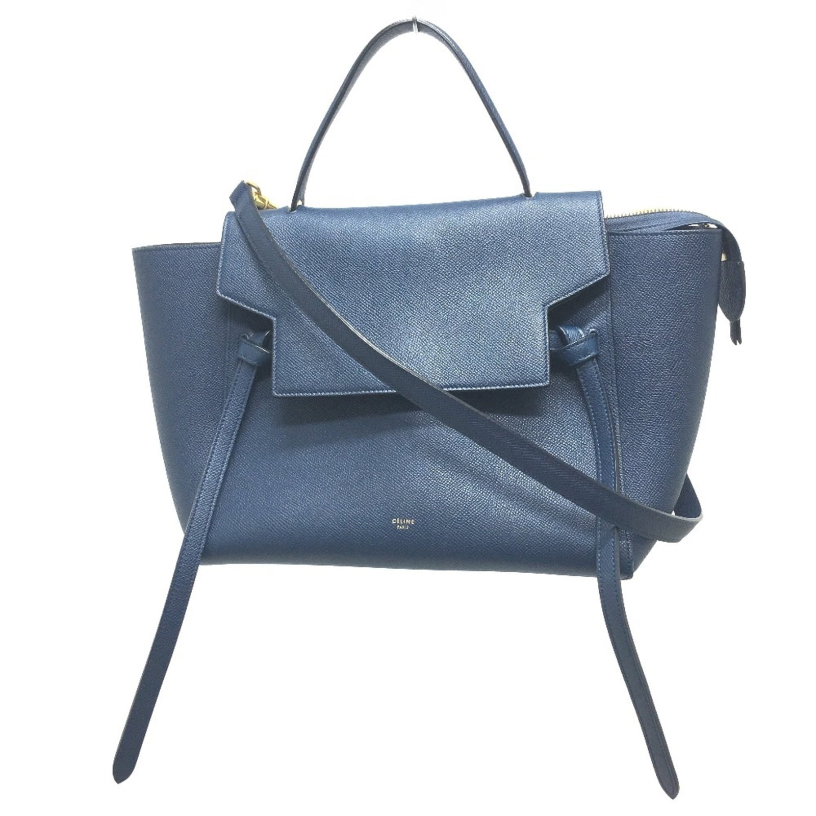 Handbag Celine Leather: Handbag Celine Leather Navy Celine Leather Handbag, measuring 21.5cm x27cm x16.5cm, features a classic design with a total shoulder length of 30.5inch and made from high-quality leather material.